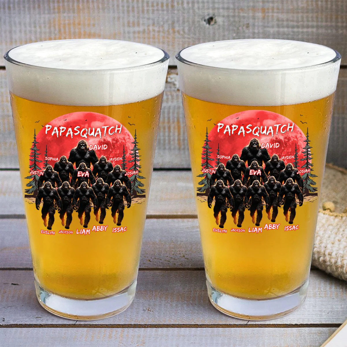 Personalized Grandpa Dad Squatch Beer Glass - Image 4