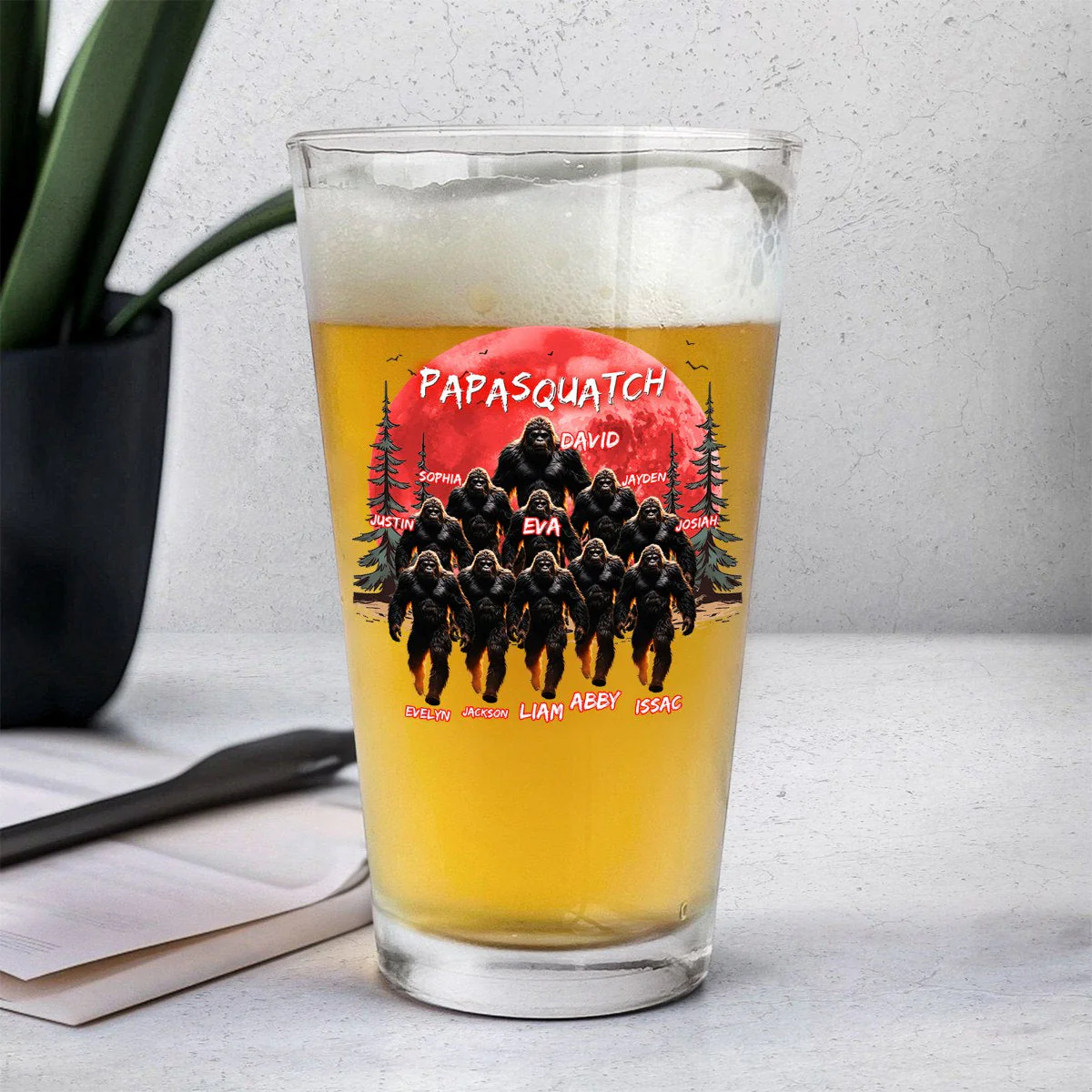 Personalized Grandpa Dad Squatch Beer Glass - Image 5