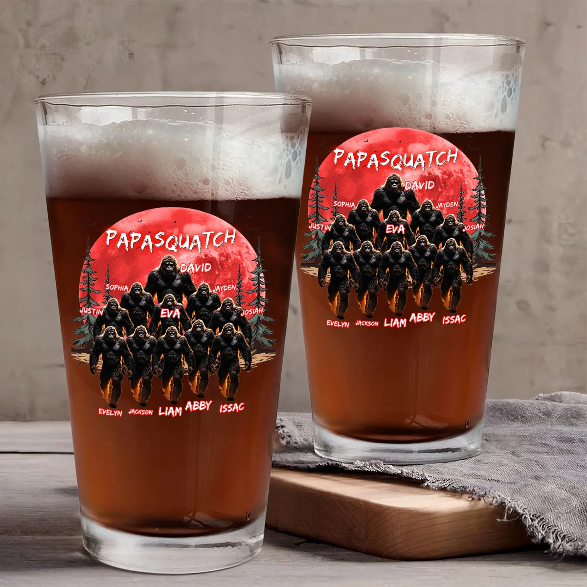 Personalized Grandpa Dad Squatch Beer Glass - Image 7
