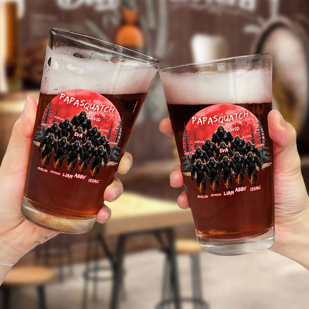 Personalized Grandpa Dad Squatch Beer Glass - Image 8