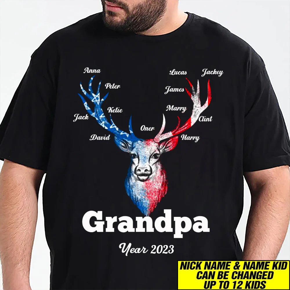 Personalized Grandpa Flag Independence Day T-Shirt - Image 2