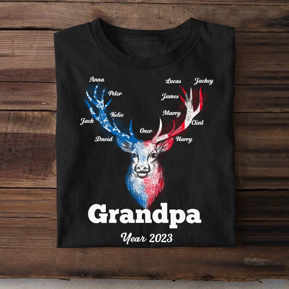 Personalized Grandpa Flag Independence Day T-Shirt - Image 3