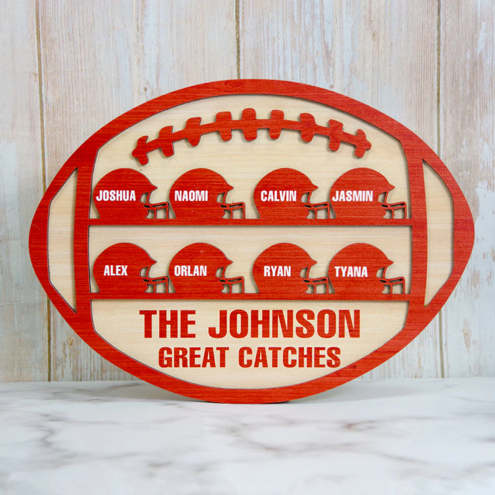 Personalized Great Catches American Footbal-Layered Wood Sign Stand Gift For Football Lovers - Image 3