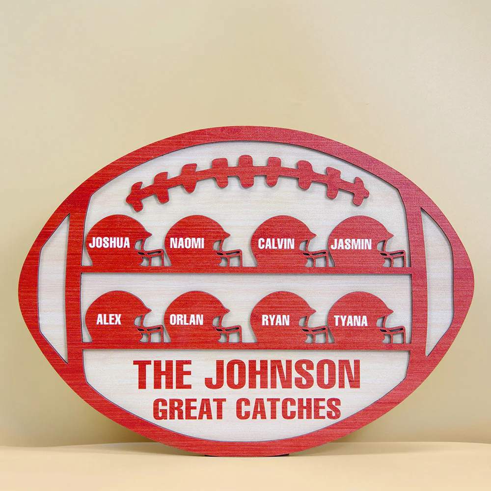 Personalized Great Catches American Footbal-Layered Wood Sign Stand Gift For Football Lovers - Image 4