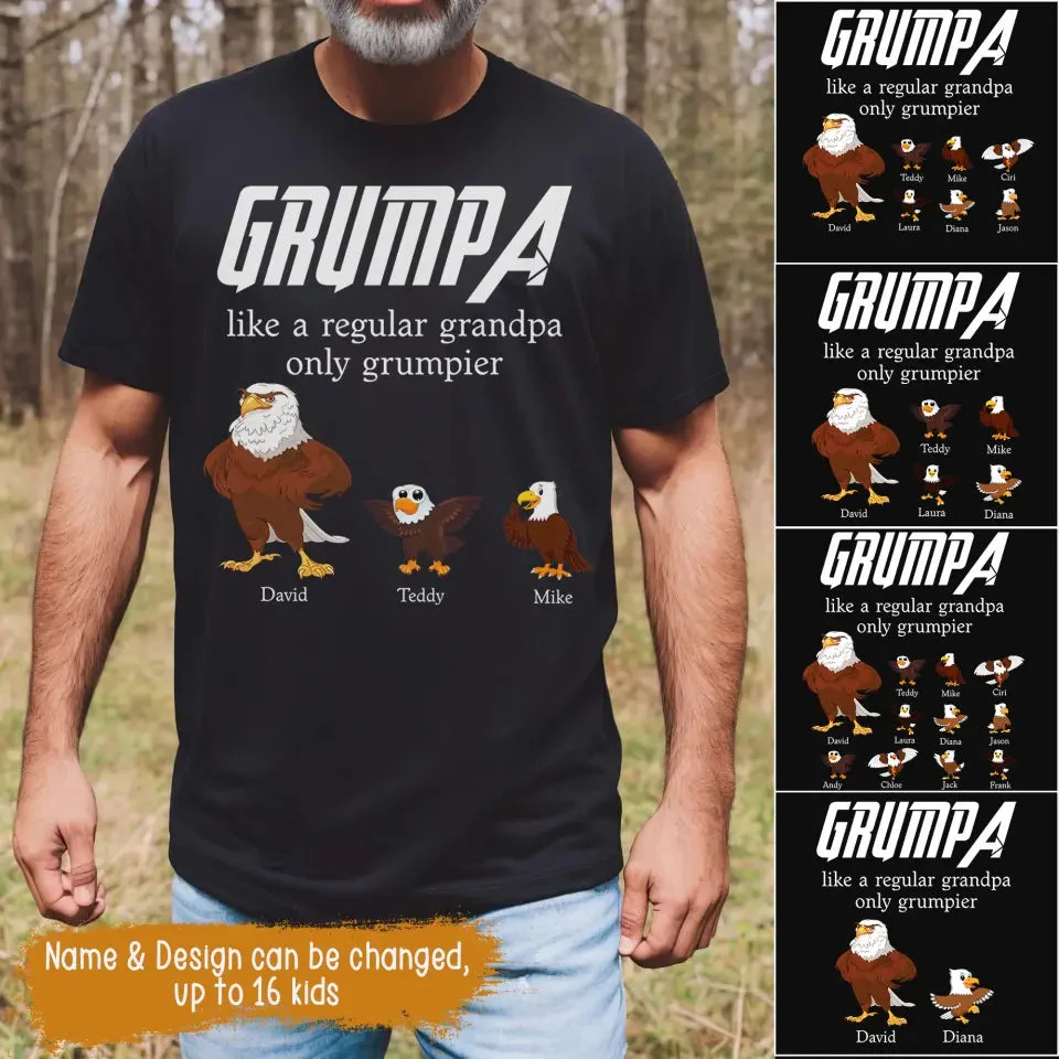 Personalized Grumpa Like A Regular Grandpa Only Grumpier Eagle T-Shirt - Image 2