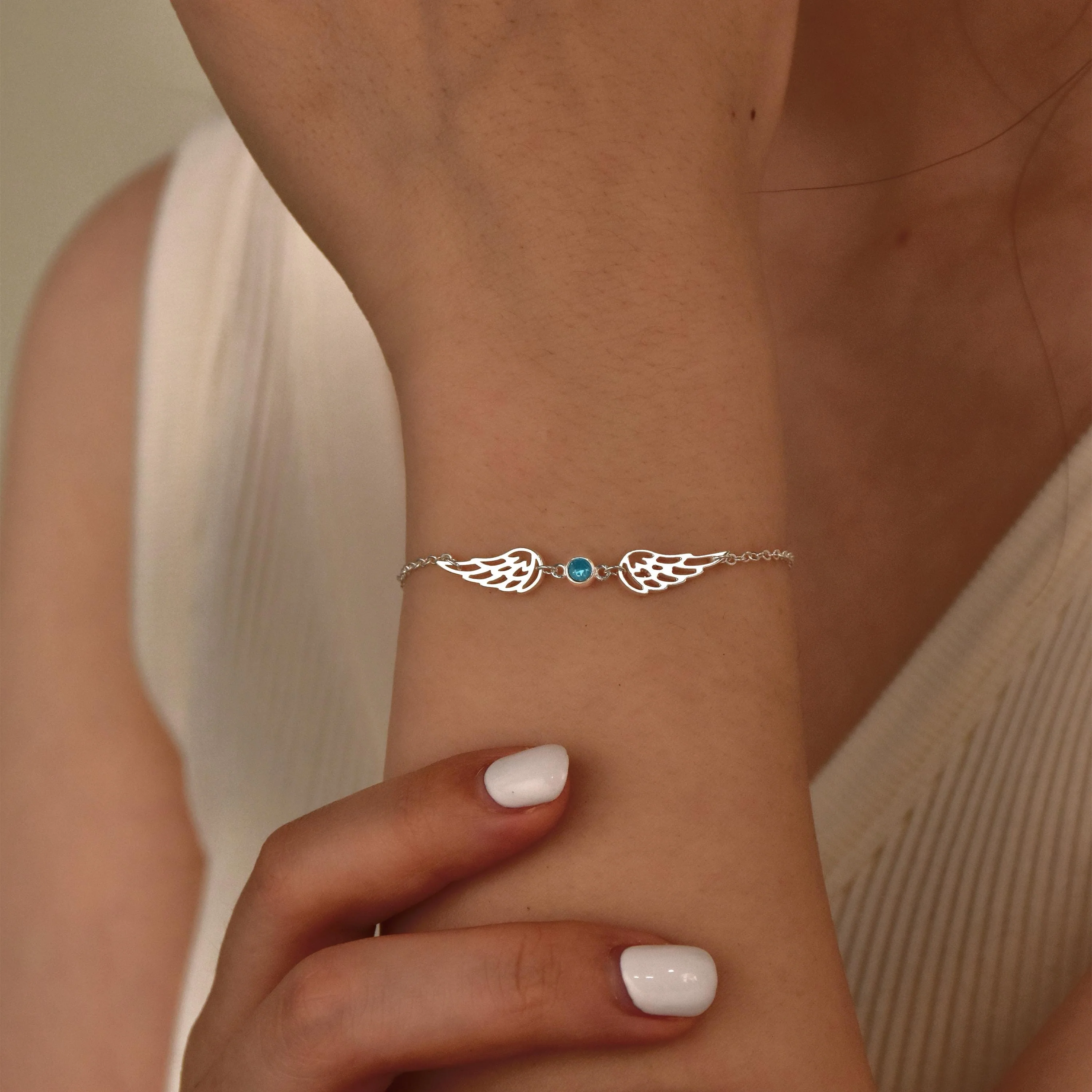 Personalized Guardian Angel Birthstone Bracelet - Image 2