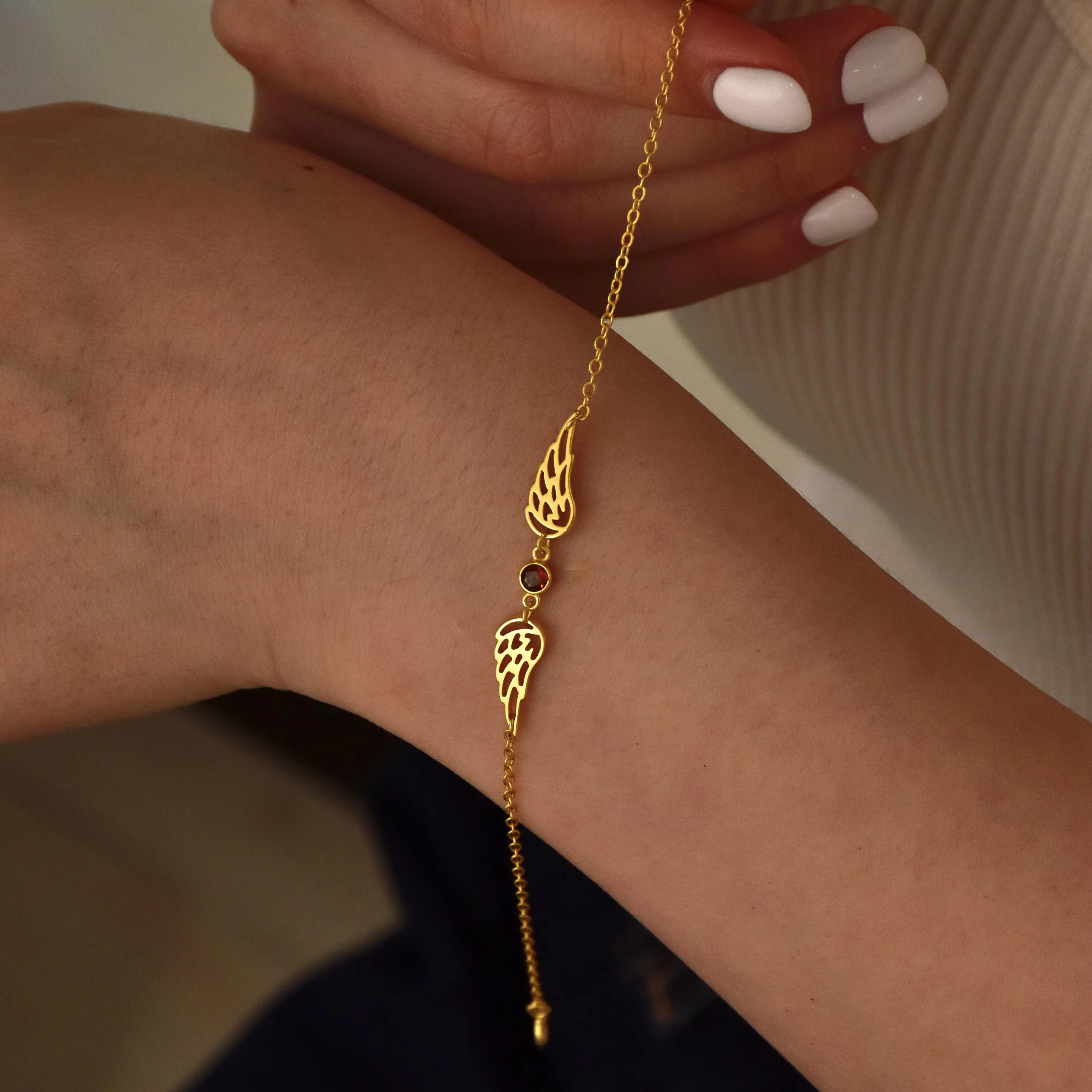 Personalized Guardian Angel Birthstone Bracelet - Image 3