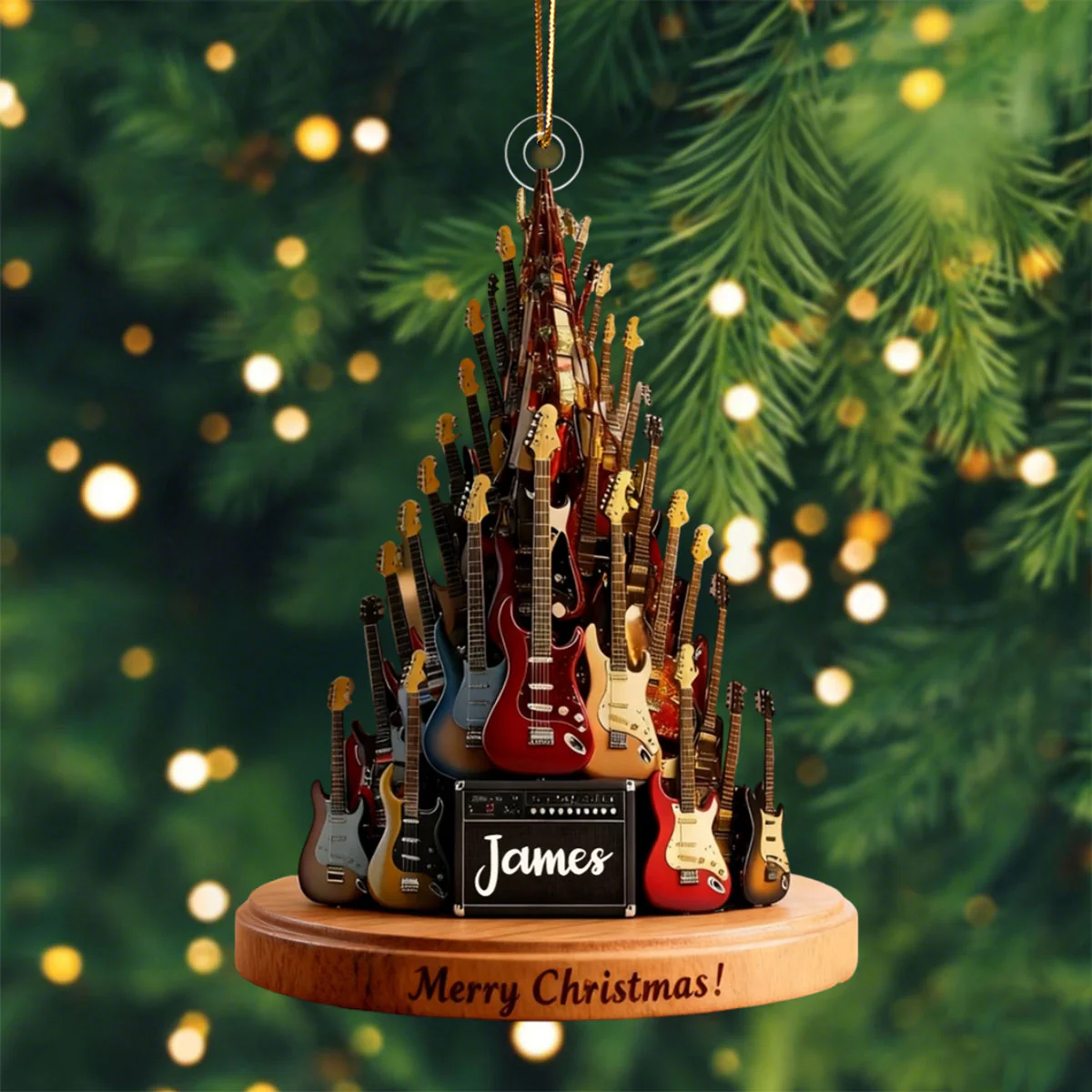 Personalized Guitar Christmas Tree Ornament,Musician Gift,Electric Guitar Holiday Decor,Music Lover - Image 2