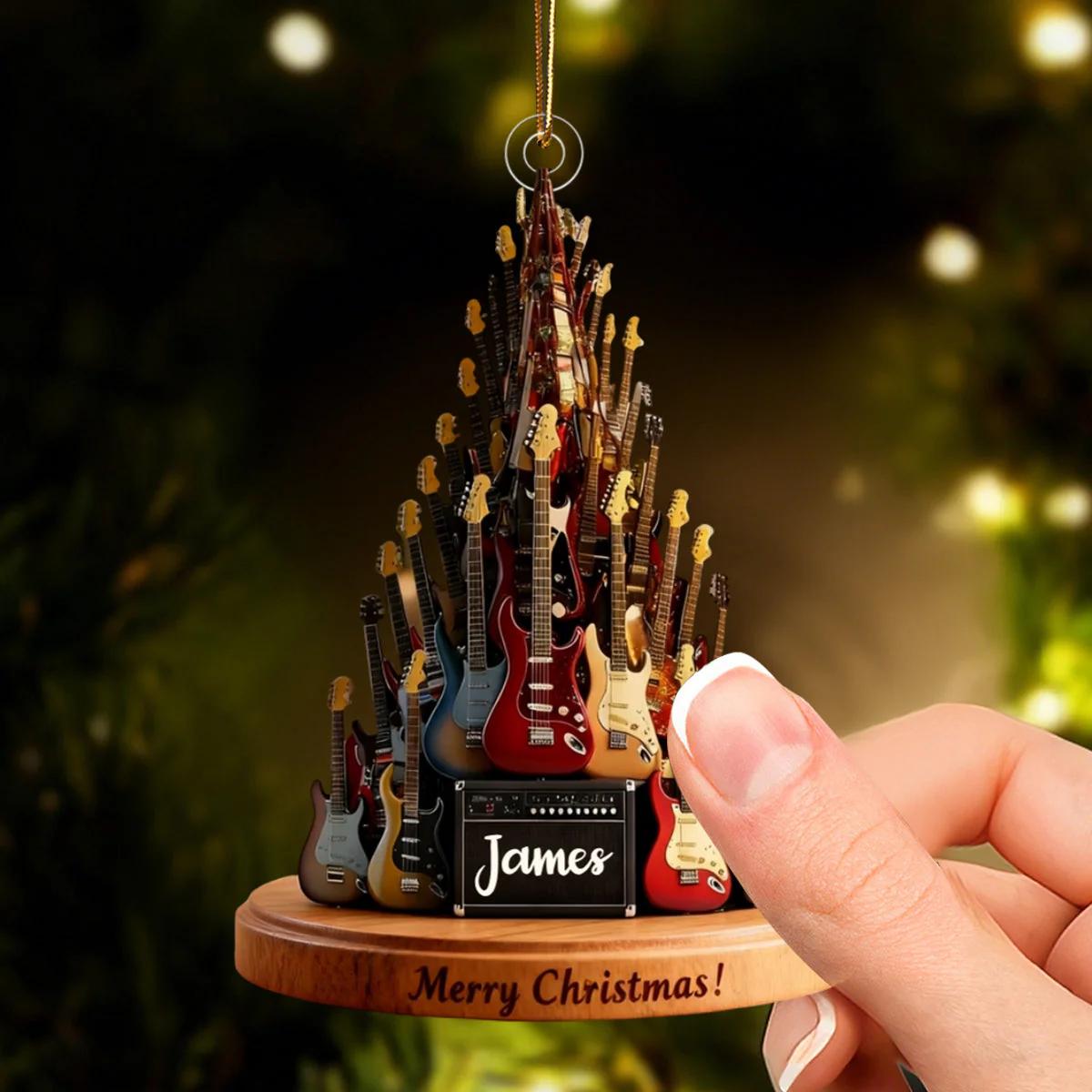 Personalized Guitar Christmas Tree Ornament,Musician Gift,Electric Guitar Holiday Decor,Music Lover - Image 3