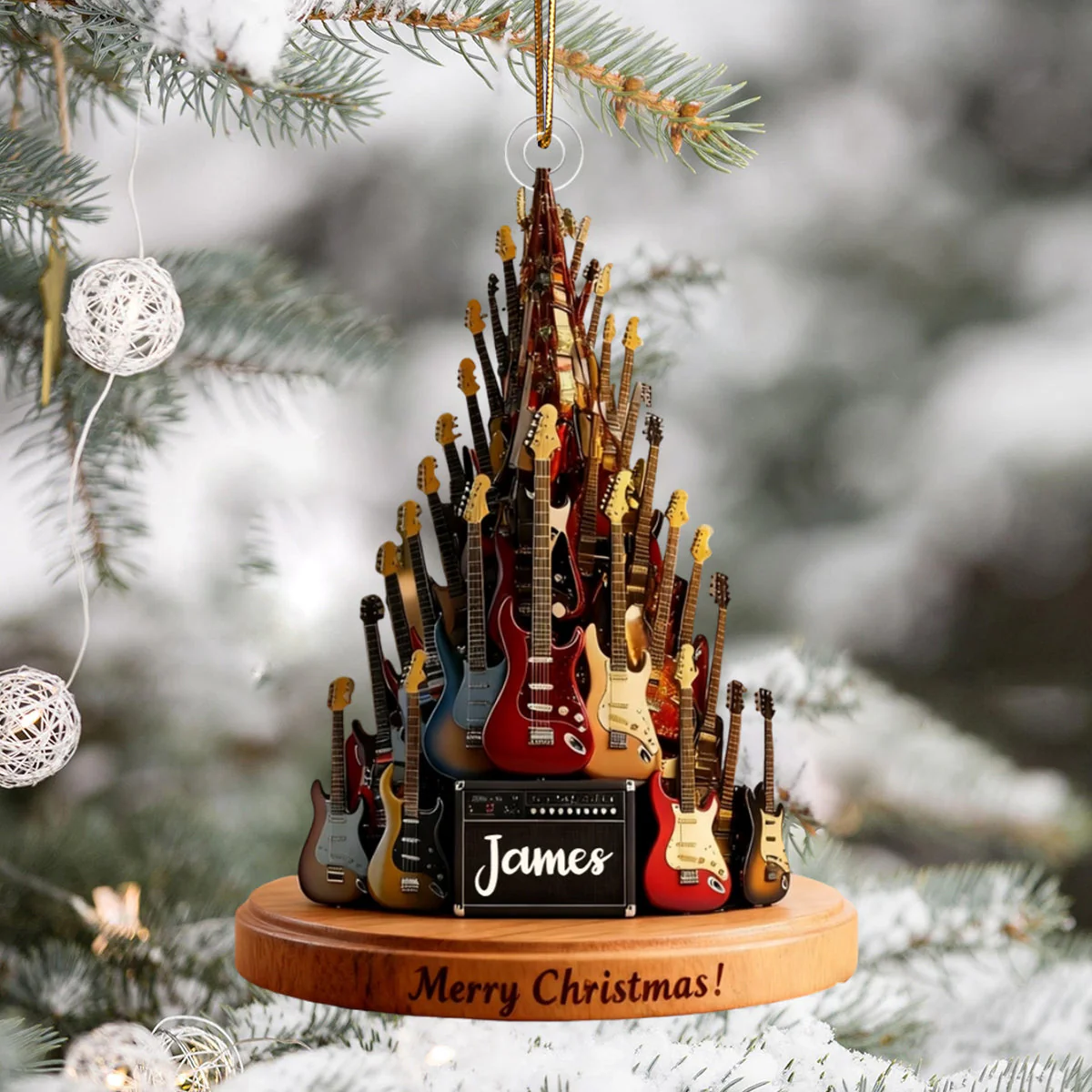 Personalized Guitar Christmas Tree Ornament,Musician Gift,Electric Guitar Holiday Decor,Music Lover - Image 5