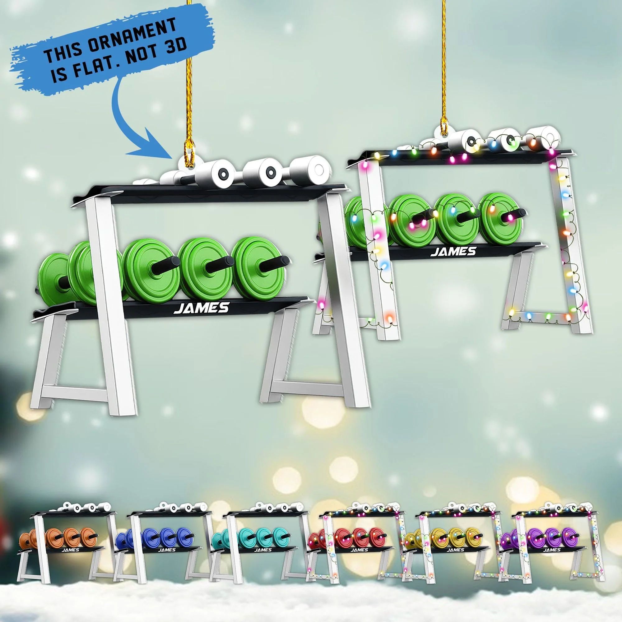 Personalized Gym Ornament, Christmas Fitness Lover Workout Gift for Him - Image 2