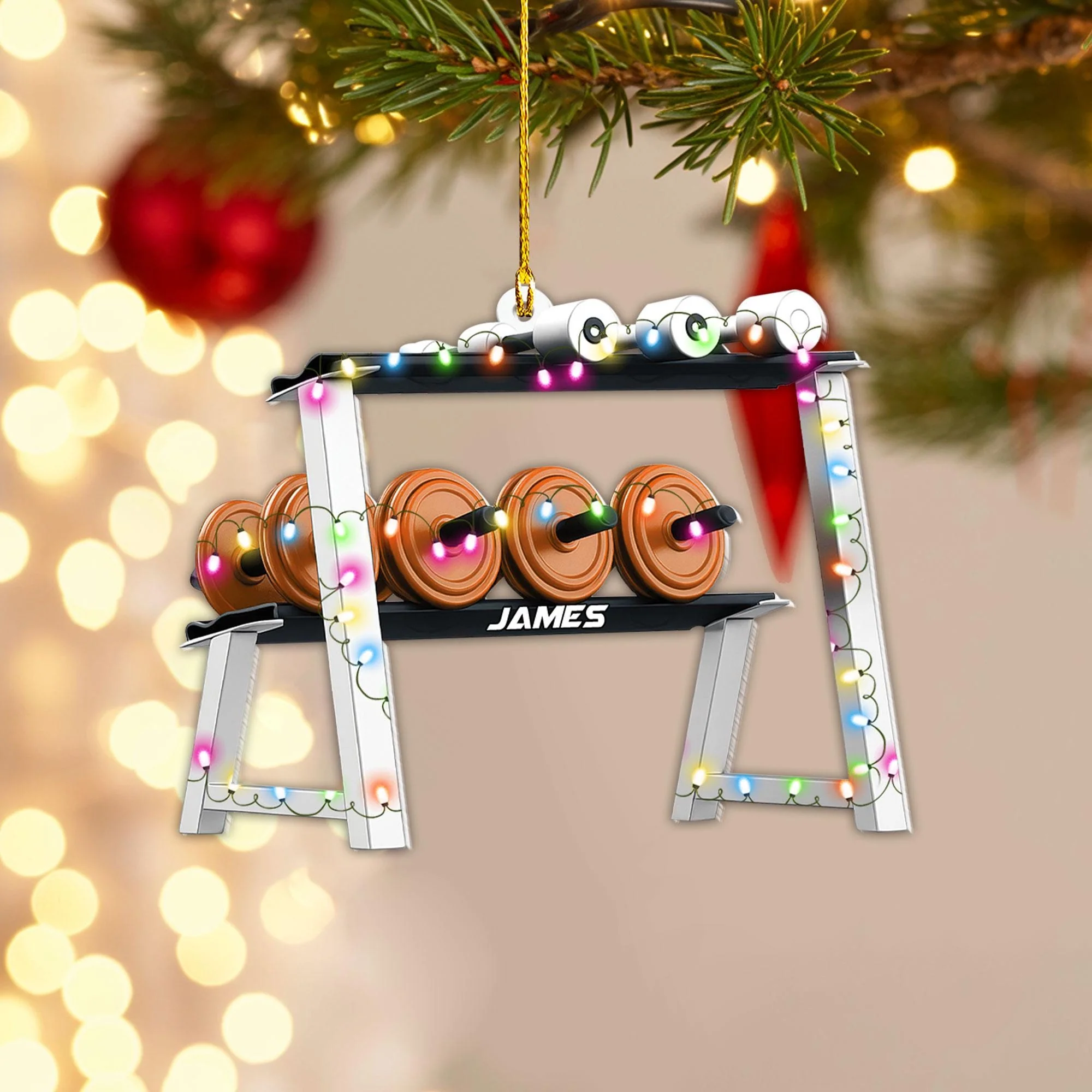 Personalized Gym Ornament, Christmas Fitness Lover Workout Gift for Him - Image 3