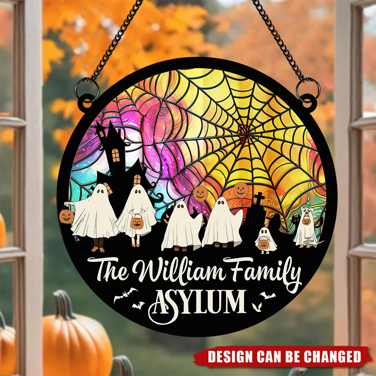 Personalized Halloween Window Hanging Suncatcher Ornament - The Asylum - Image 5