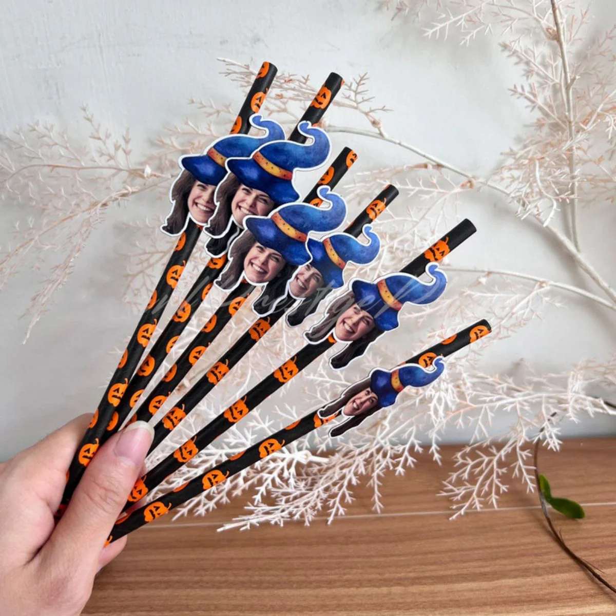 Personalized Halloween Witch Themed Party Face Straws - Image 10