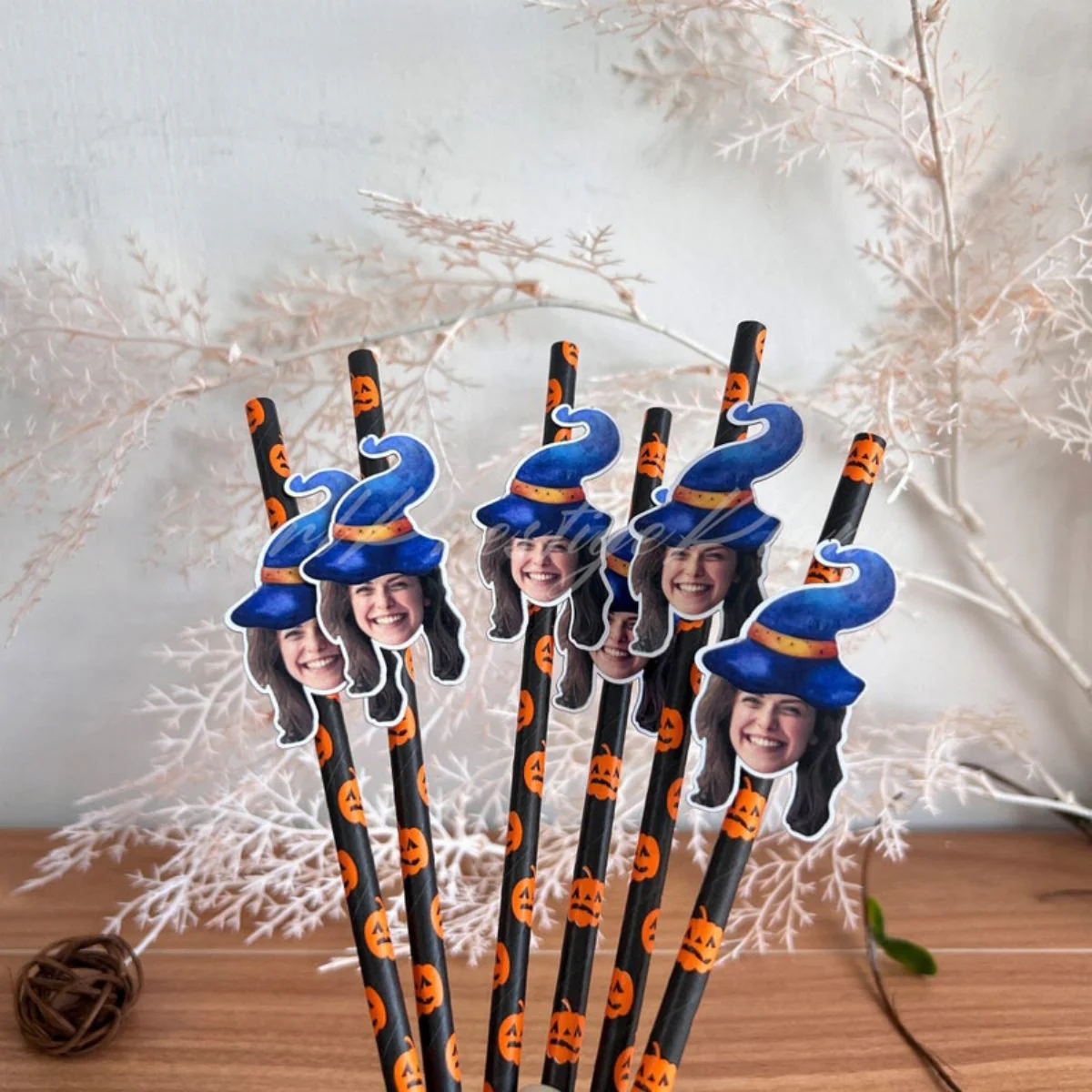 Personalized Halloween Witch Themed Party Face Straws - Image 8