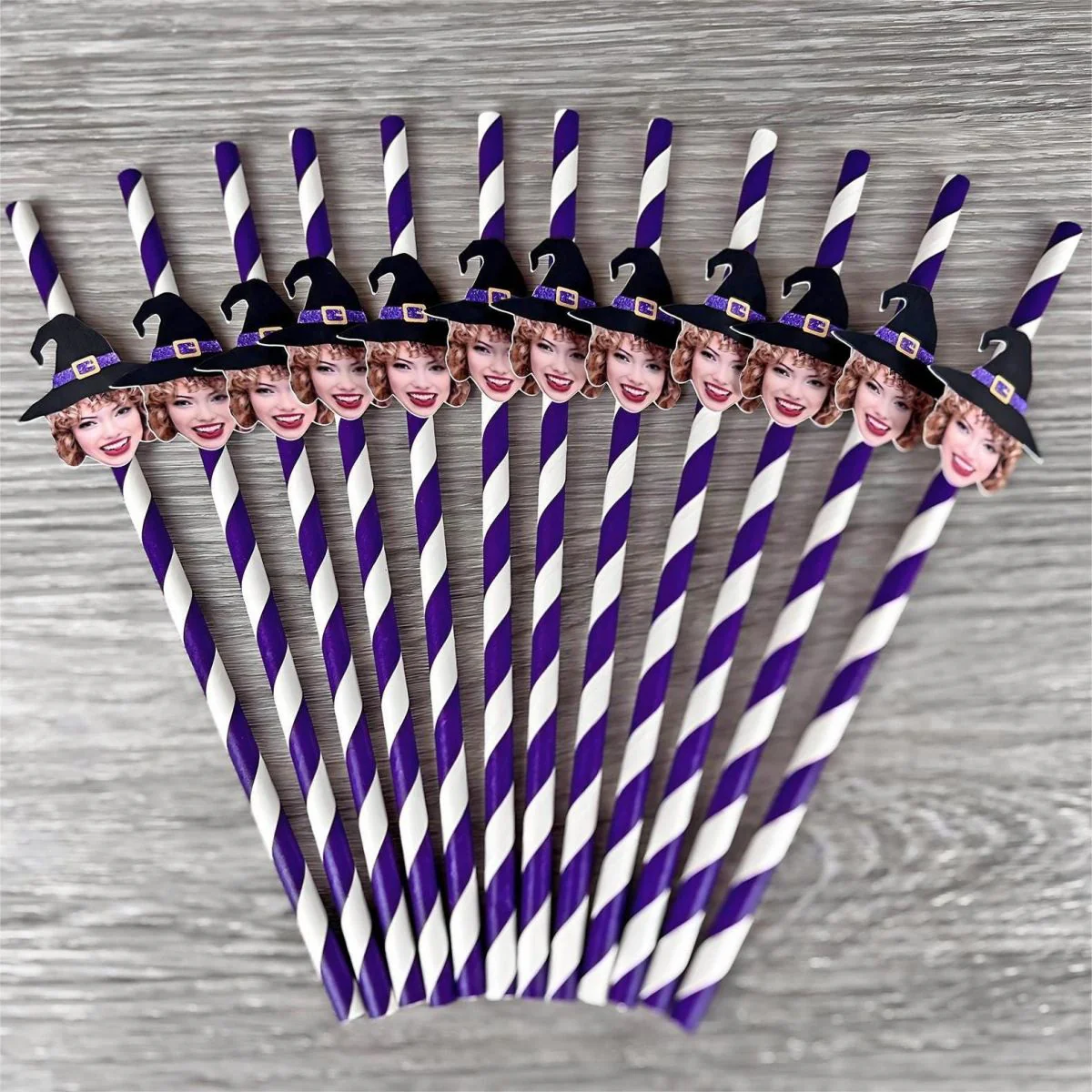Personalized Halloween Witch Themed Party Face Straws - Image 9