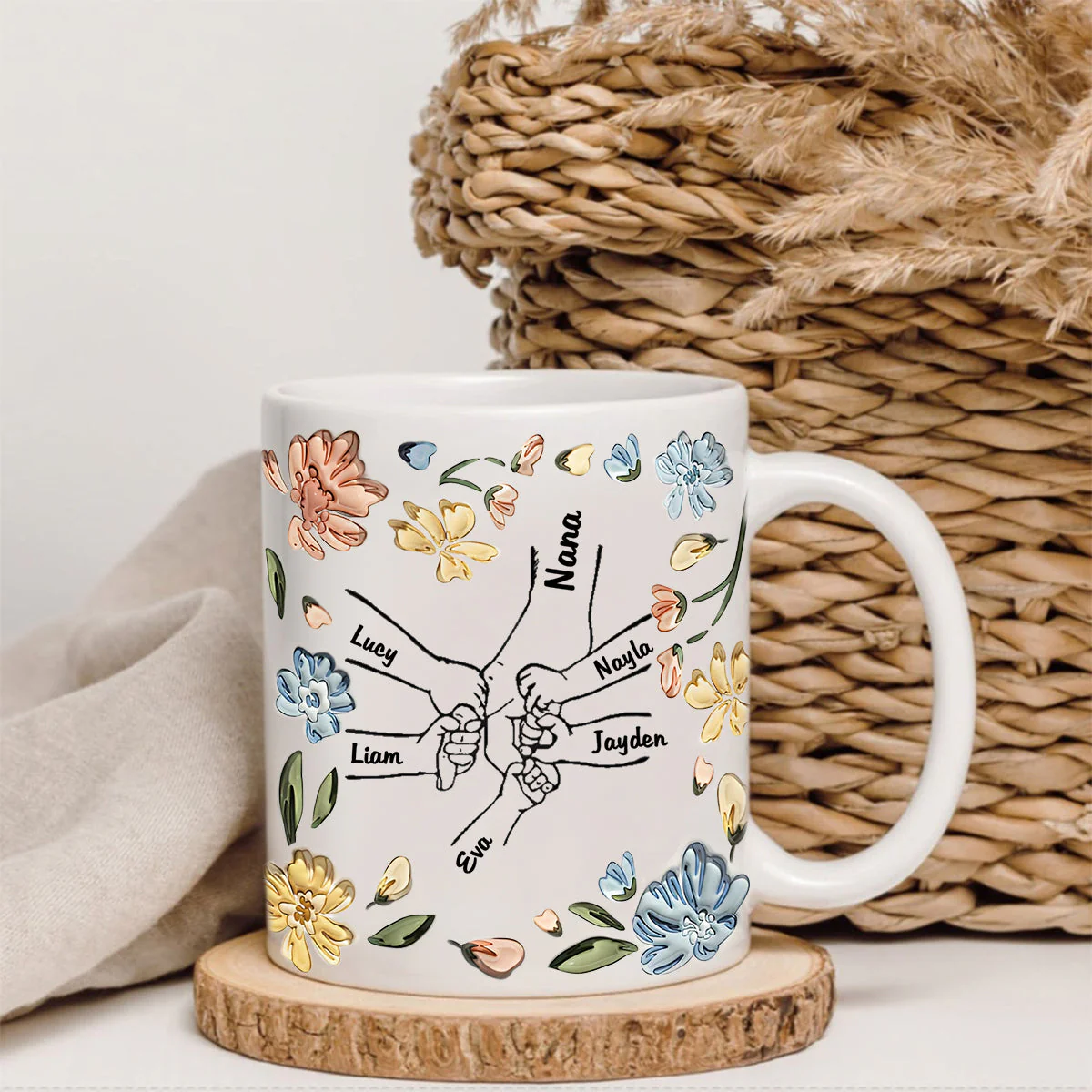 Personalized Hand In Hand Mug Gift For Mom, Grandma - Image 2