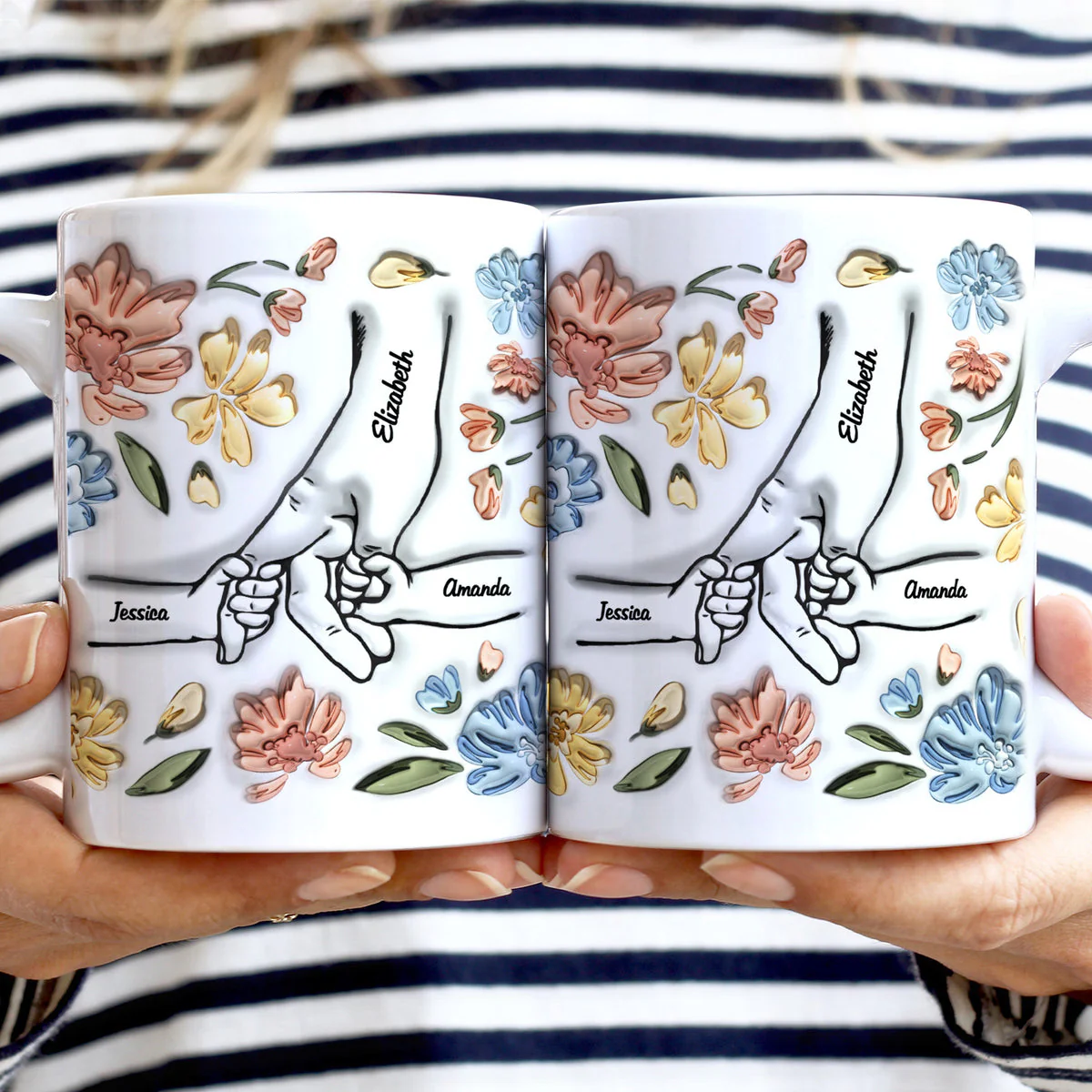 Personalized Hand In Hand Mug Gift For Mom, Grandma - Image 3