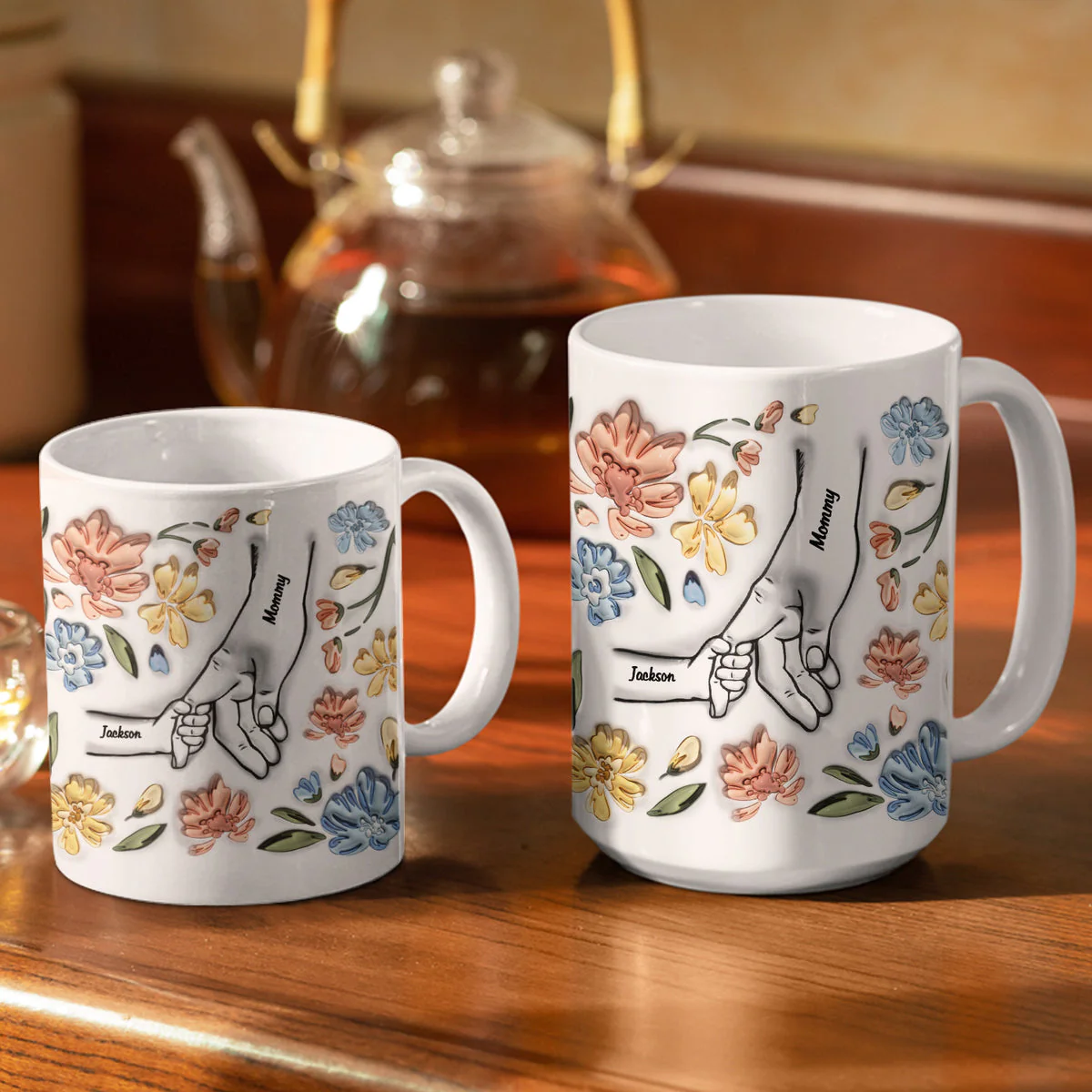 Personalized Hand In Hand Mug Gift For Mom, Grandma - Image 4