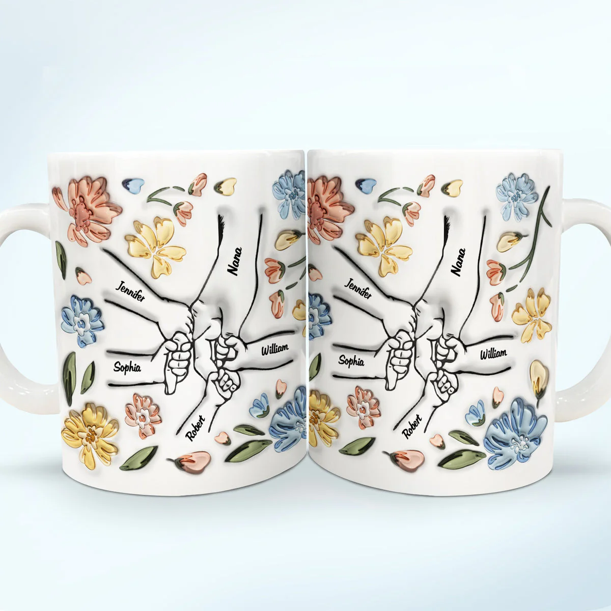 Personalized Hand In Hand Mug Gift For Mom, Grandma - Image 5