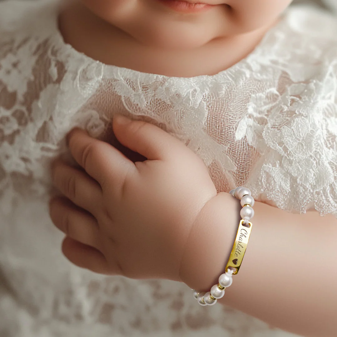 Personalized Handmade Braided Cord Baby Name Pearl Bracelet - Image 3