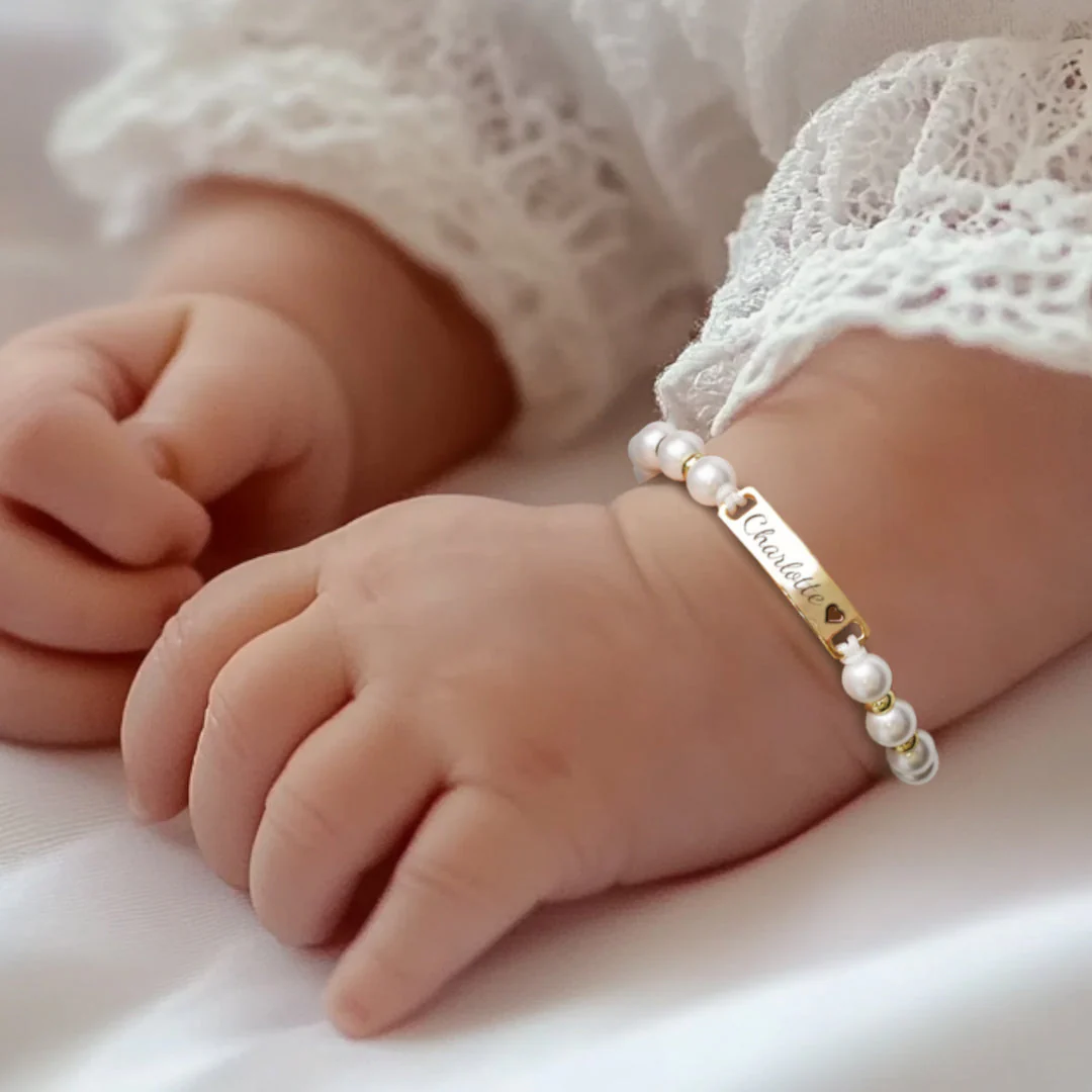 Personalized Handmade Braided Cord Baby Name Pearl Bracelet - Image 4