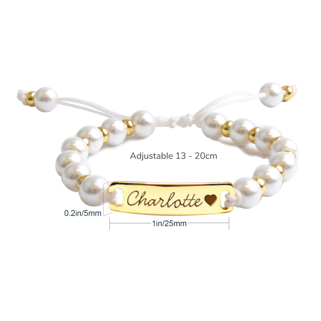 Personalized Handmade Braided Cord Baby Name Pearl Bracelet - Image 6