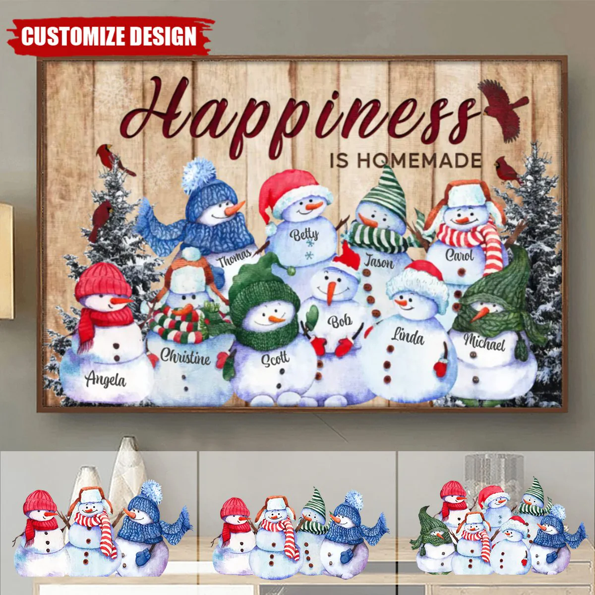 Personalized Happiness Is Homemade Snowman Family Poster - Image 2