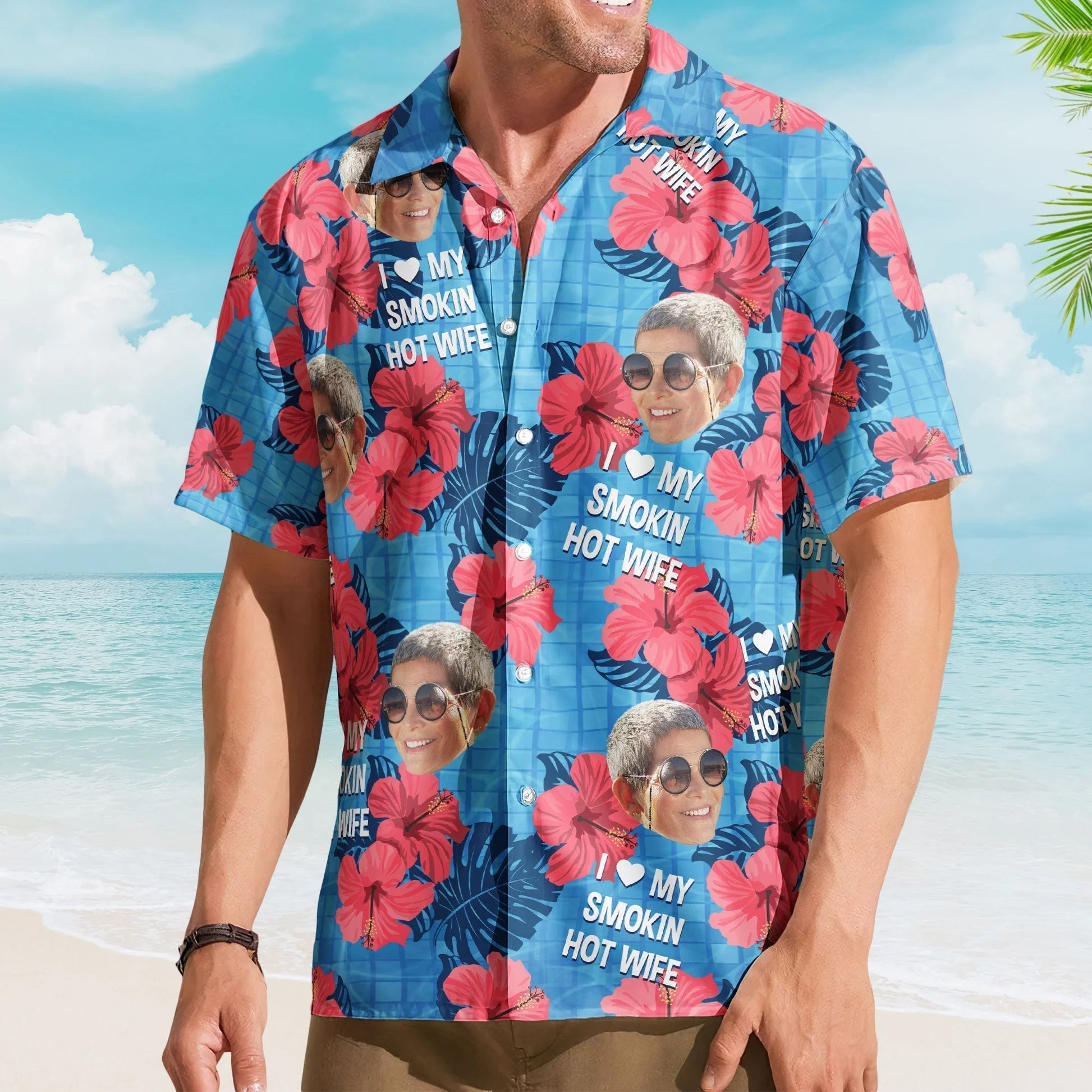 Personalized Hawaiian Shirt for Him - 'My Wife is the Hottest' Custom Print - Image 4
