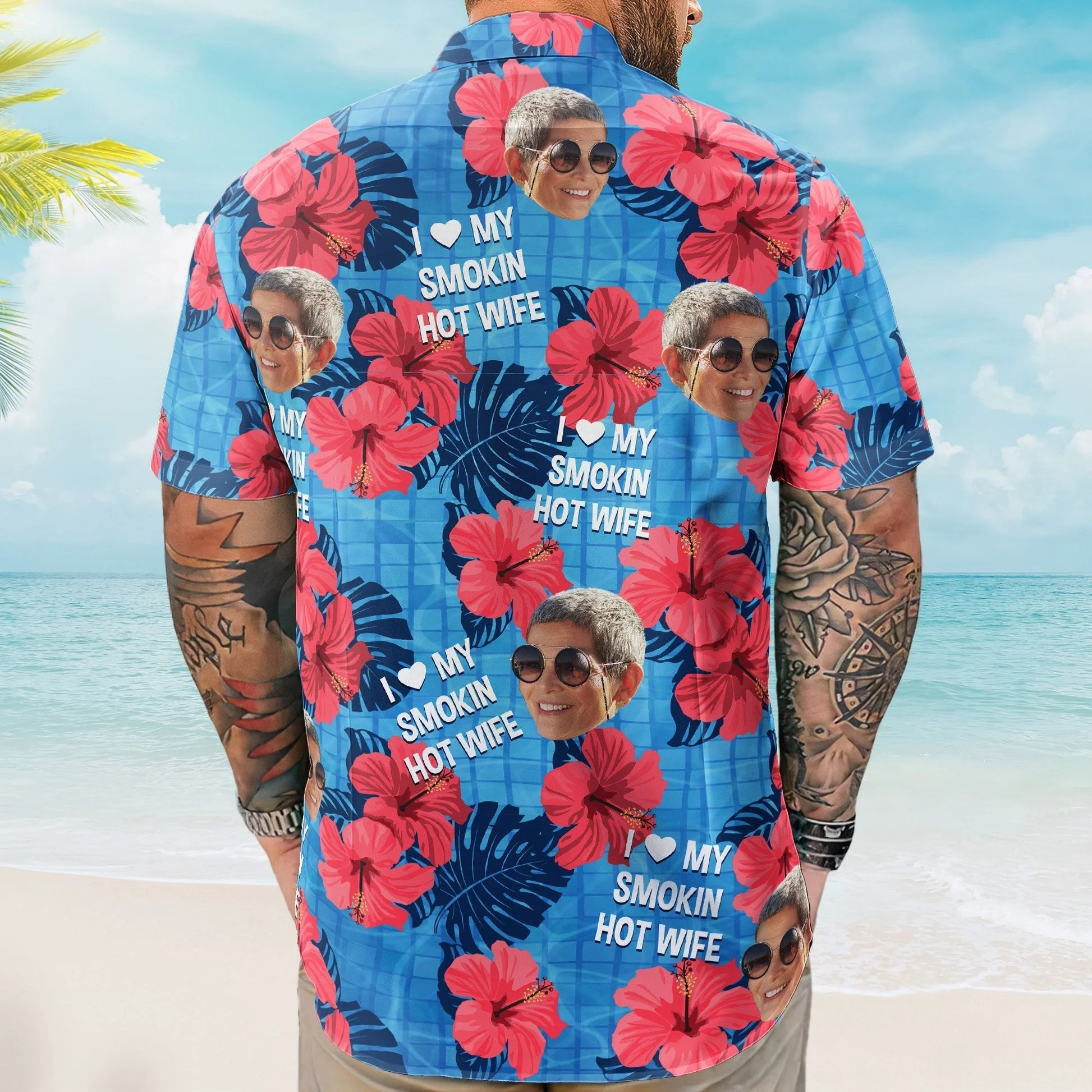 Personalized Hawaiian Shirt for Him - 'My Wife is the Hottest' Custom Print - Image 6
