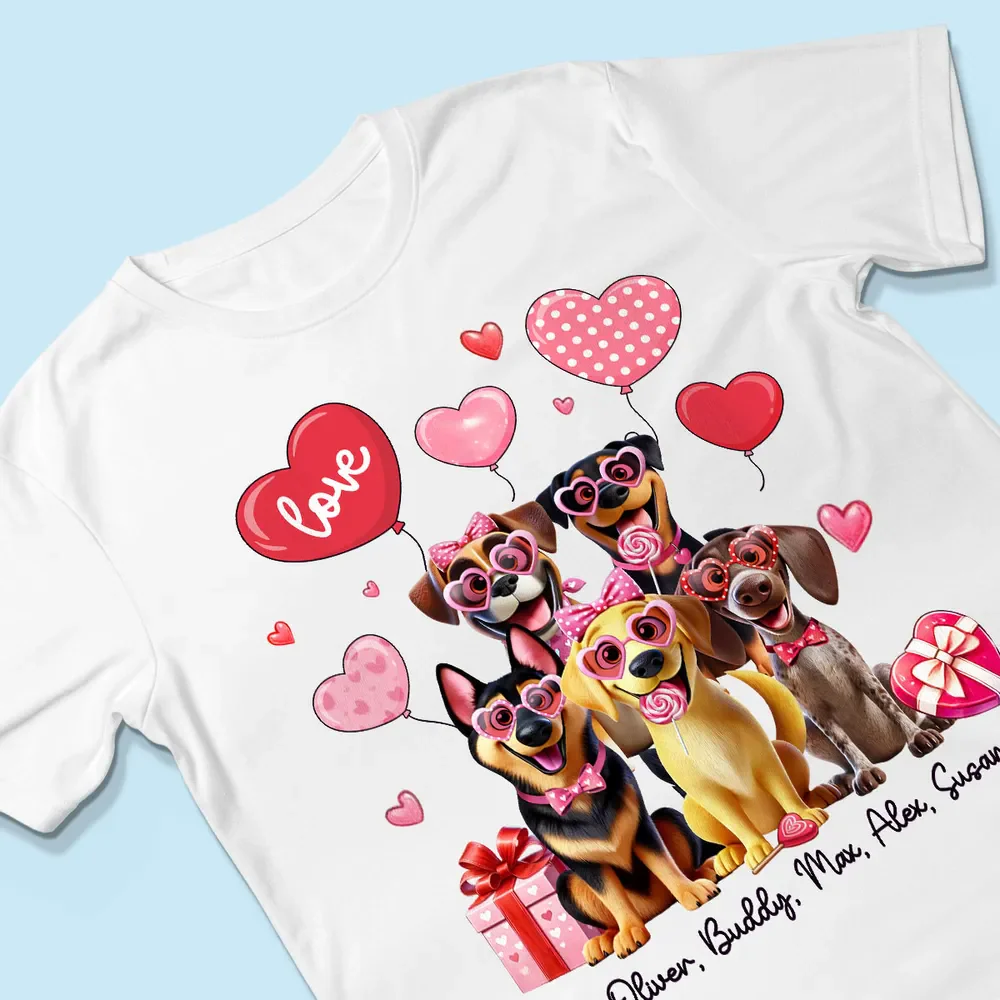 Personalized Heart Balloon T-Shirt Gift For Dog Mom, Couple Gift - Image 4