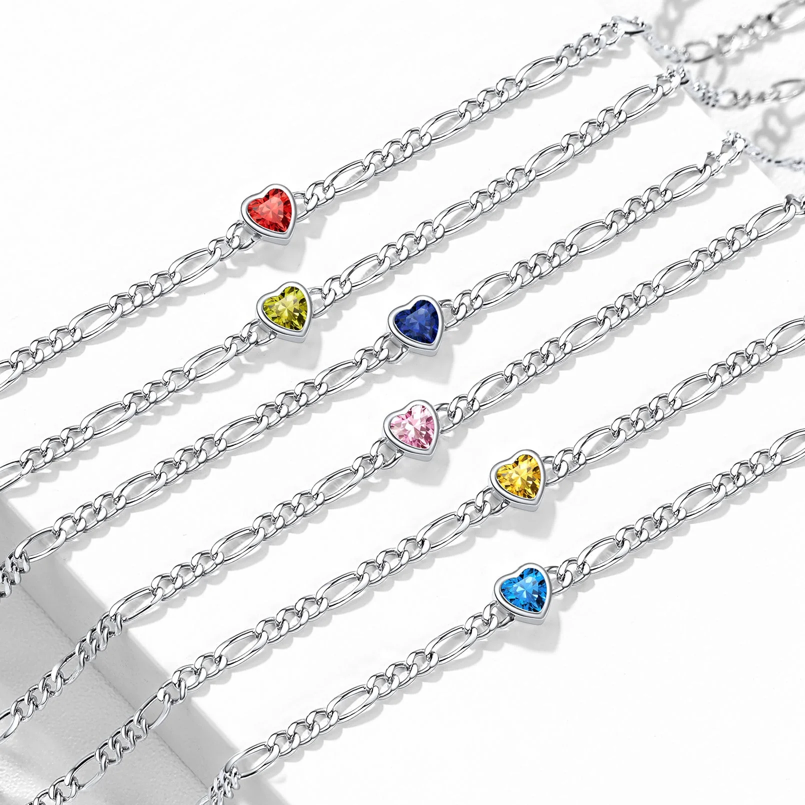 Personalized Heart Birthstone Anklet for Women - Image 5