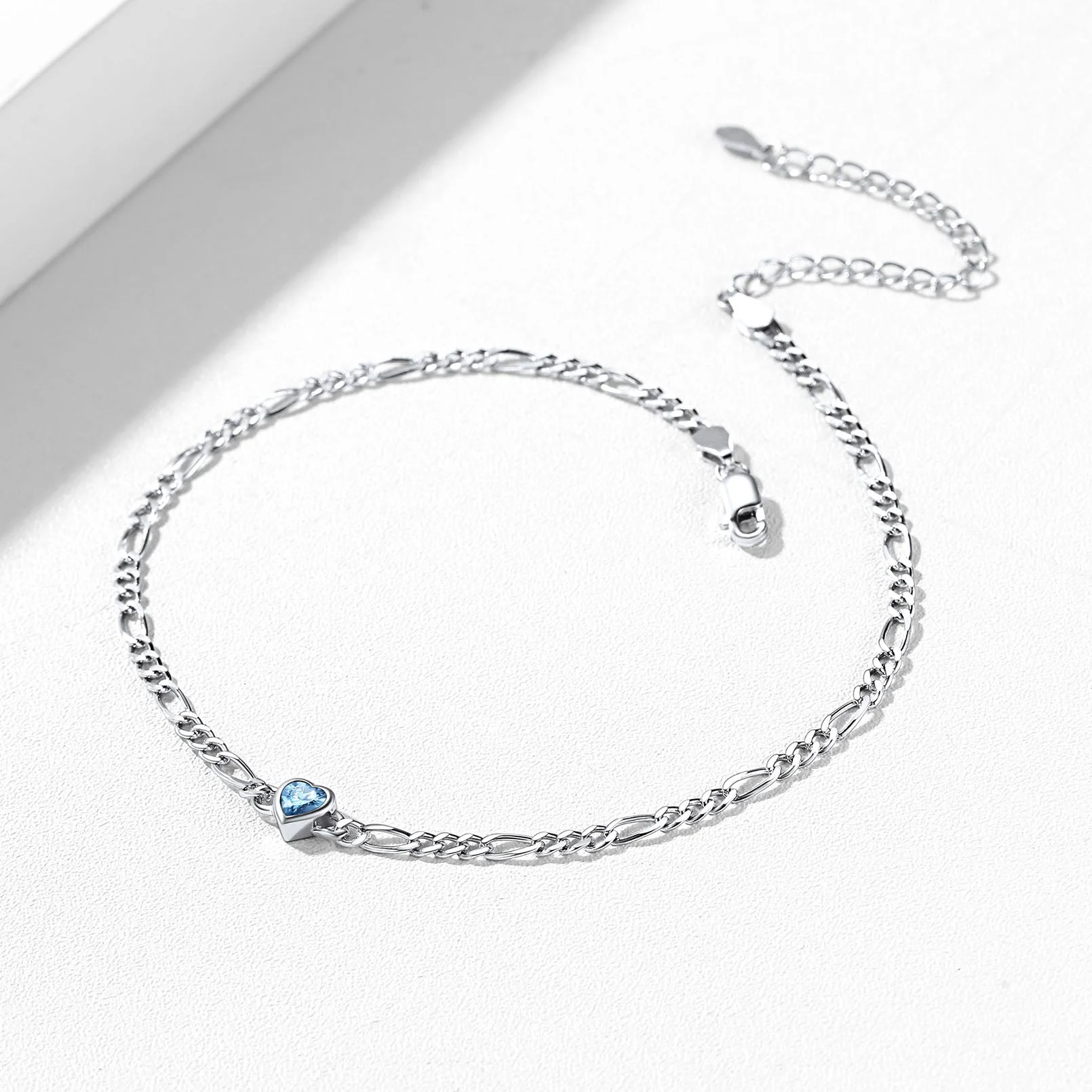 Personalized Heart Birthstone Anklet for Women - Image 6