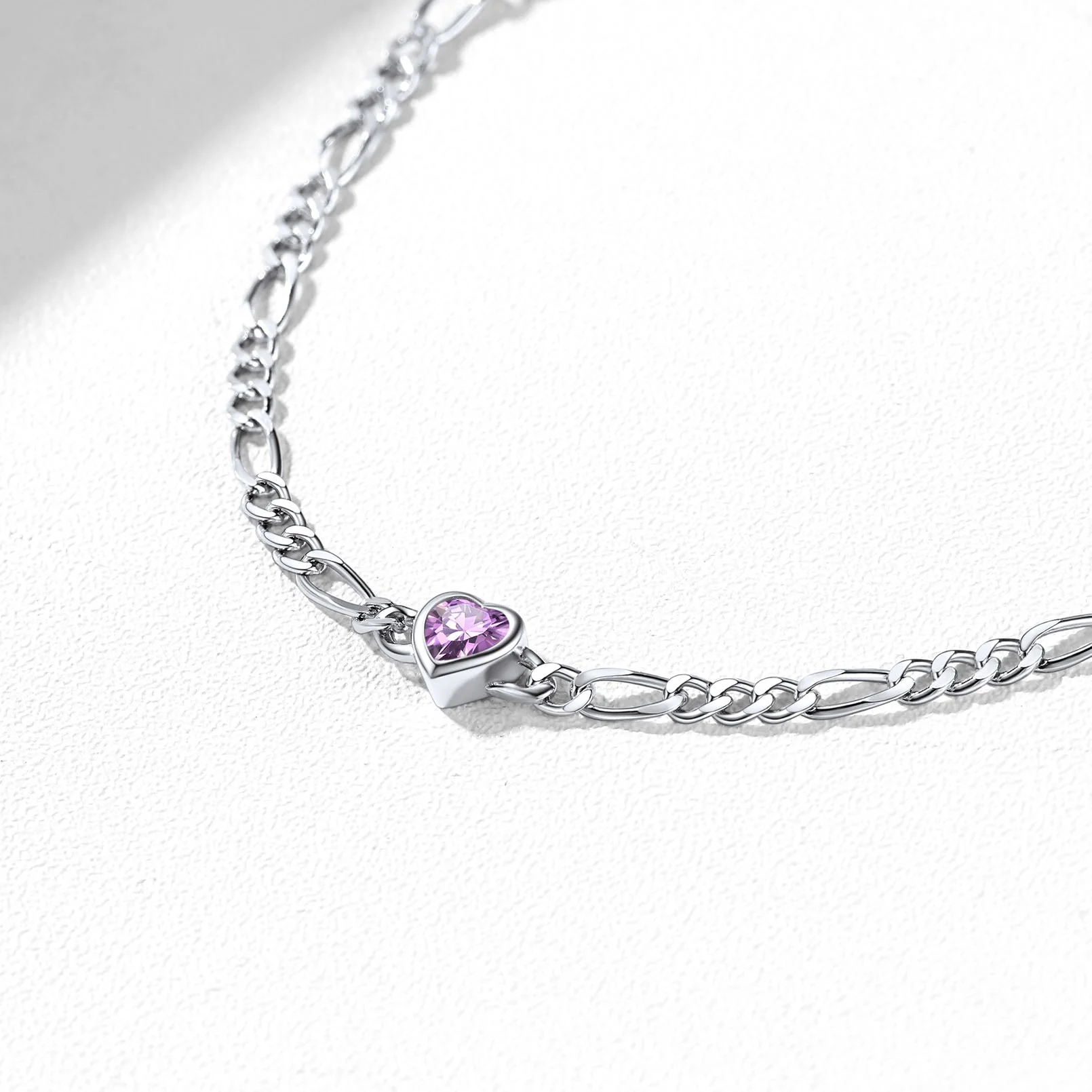 Personalized Heart Birthstone Anklet for Women - Image 8