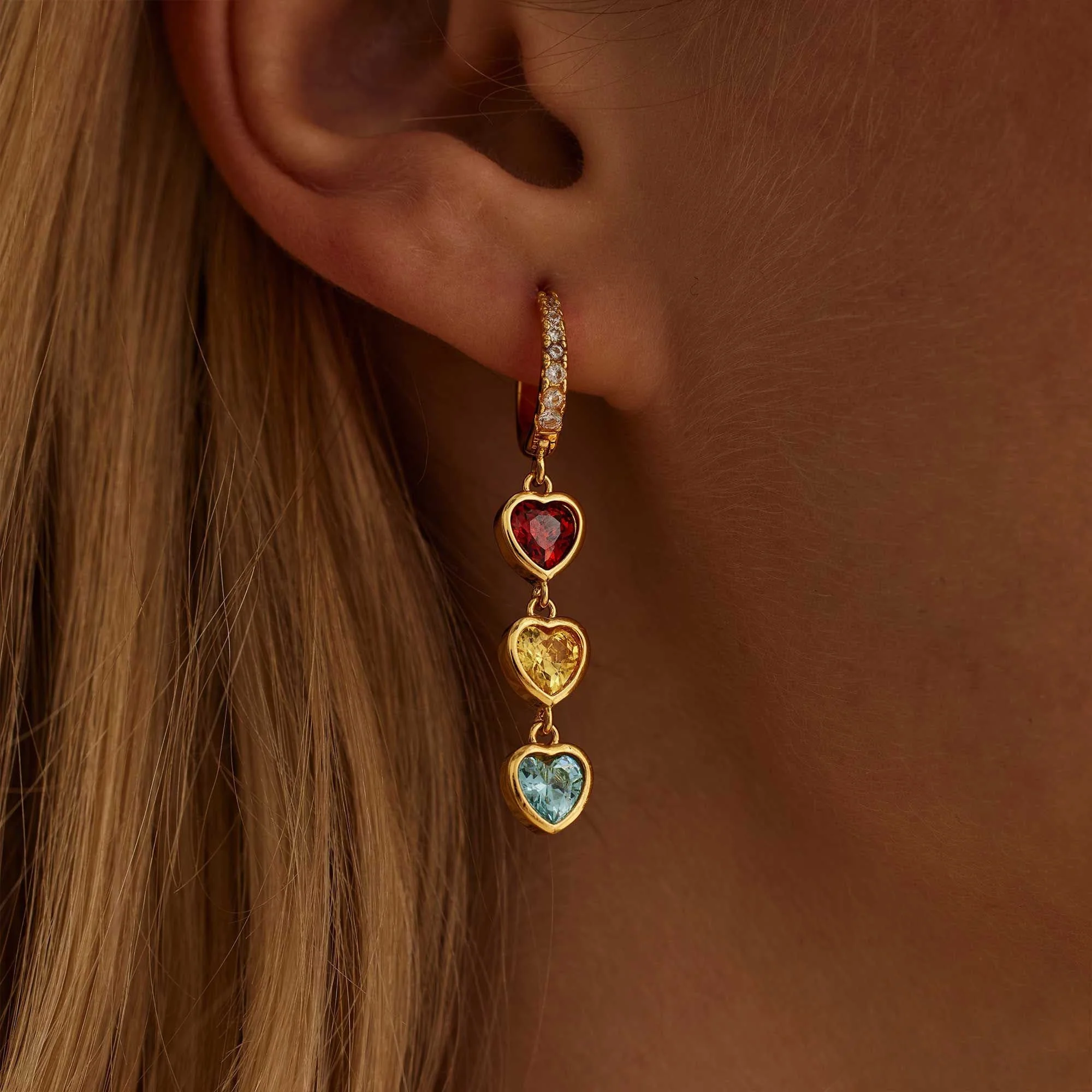 Personalized Heart Birthstone Earrings – Gift for Moms, Grandmas - Image 3