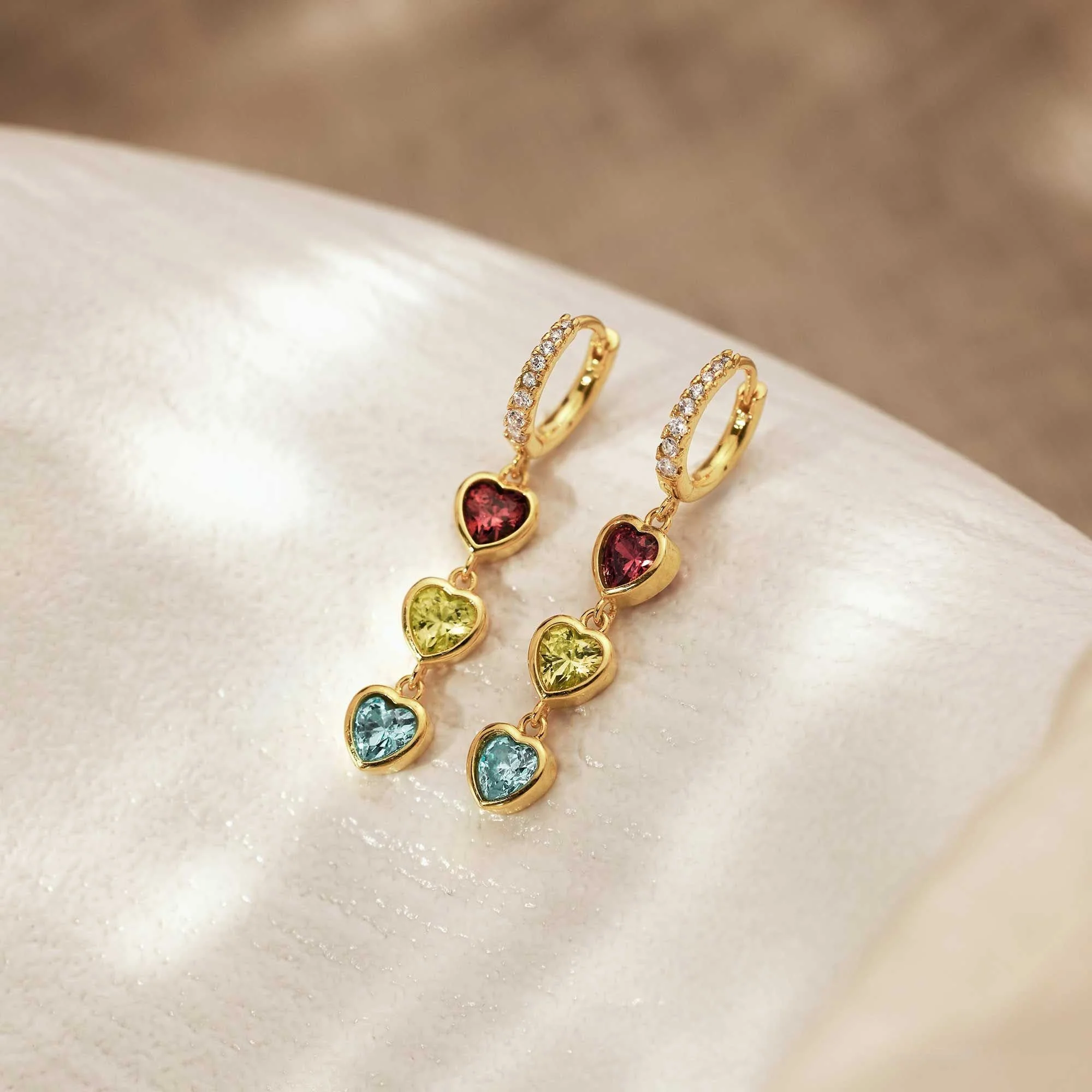 Personalized Heart Birthstone Earrings – Gift for Moms, Grandmas - Image 4