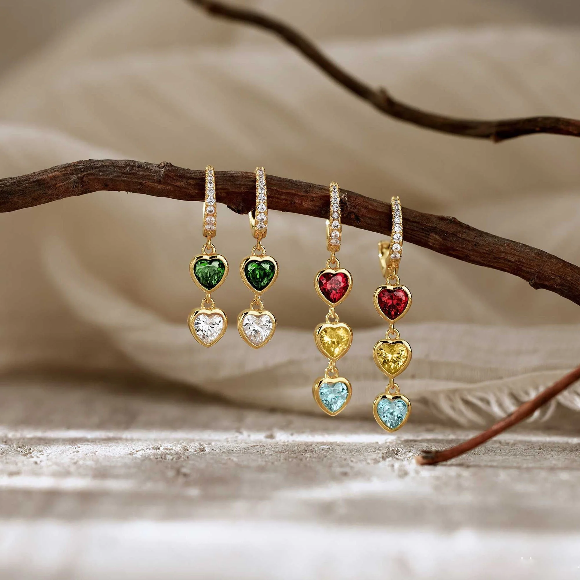 Personalized Heart Birthstone Earrings – Gift for Moms, Grandmas - Image 6