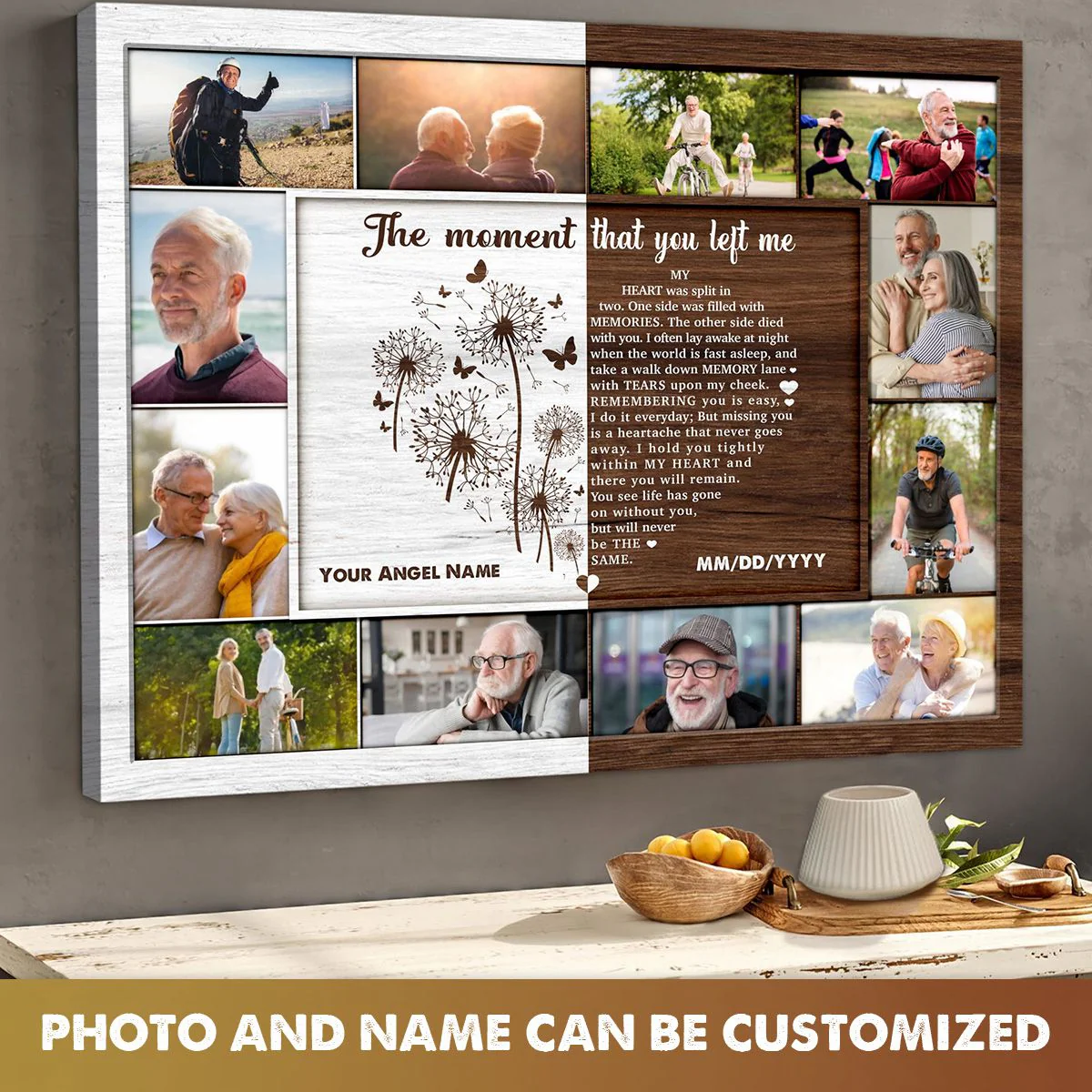 Personalized Heart Memorial Photo Collage Canvas/Poster Loss Of A Loved One Gifts - Image 3