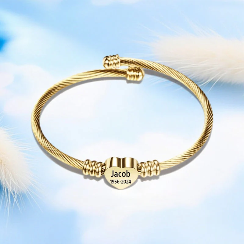 Personalized Heart Name&Date Memorial Bracelet - Image 3