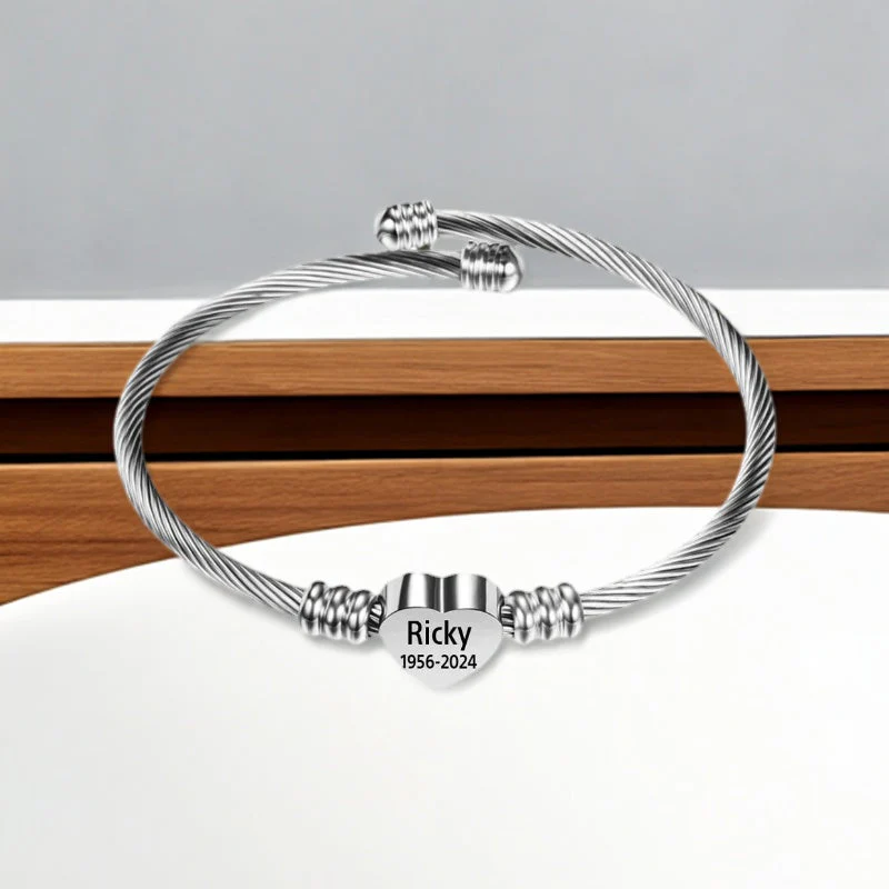Personalized Heart Name&Date Memorial Bracelet - Image 4