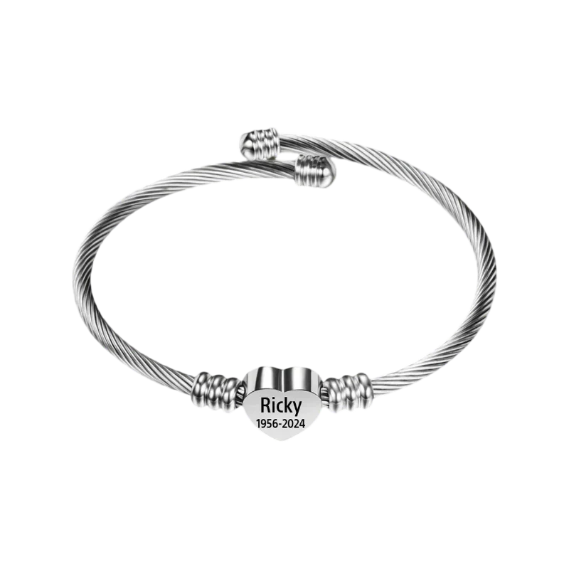 Personalized Heart Name&Date Memorial Bracelet - Image 5