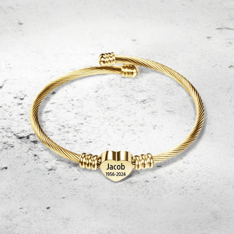 Personalized Heart Name&Date Memorial Bracelet - Image 7
