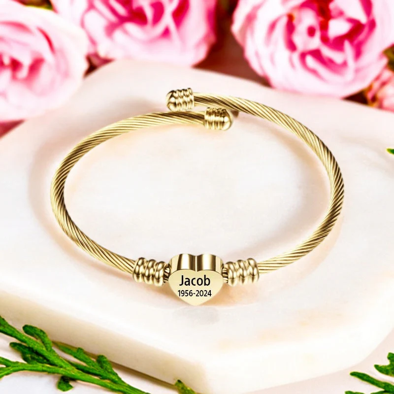 Personalized Heart Name&Date Memorial Bracelet - Image 8