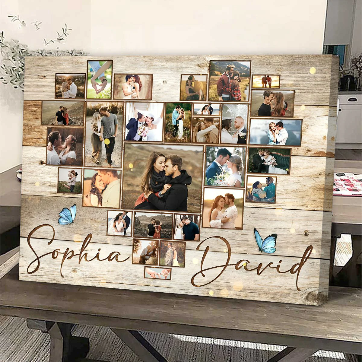 Personalized Heart Photo Collage Canvas Poster,Anniversary Gift For Couples - Image 4