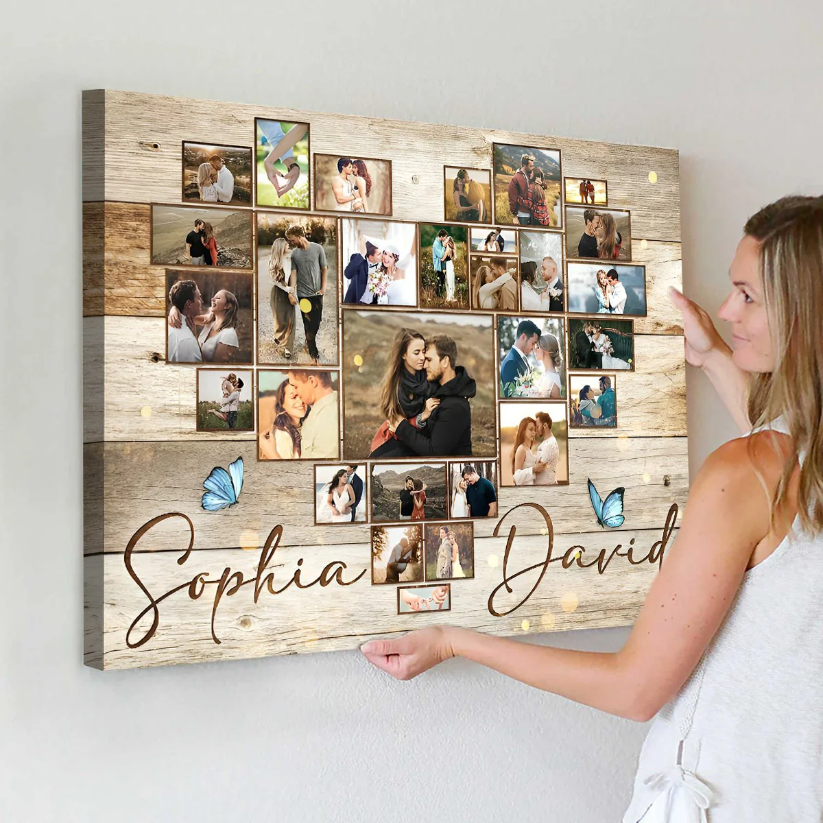 Personalized Heart Photo Collage Canvas Poster,Anniversary Gift For Couples - Image 5