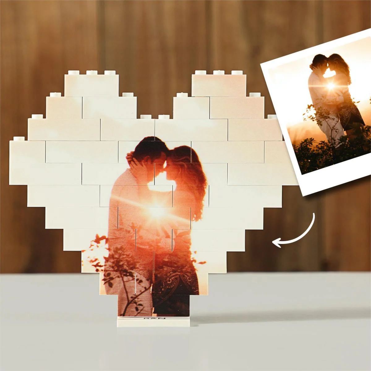 Personalized Heart Shape Custom Photo Couples Brick Puzzle - Image 10