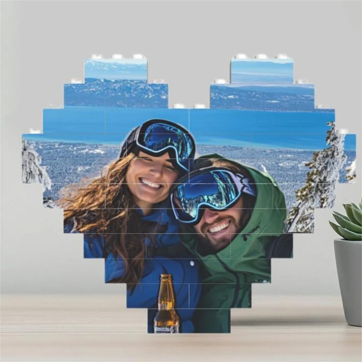 Personalized Heart Shape Custom Photo Couples Brick Puzzle - Image 4