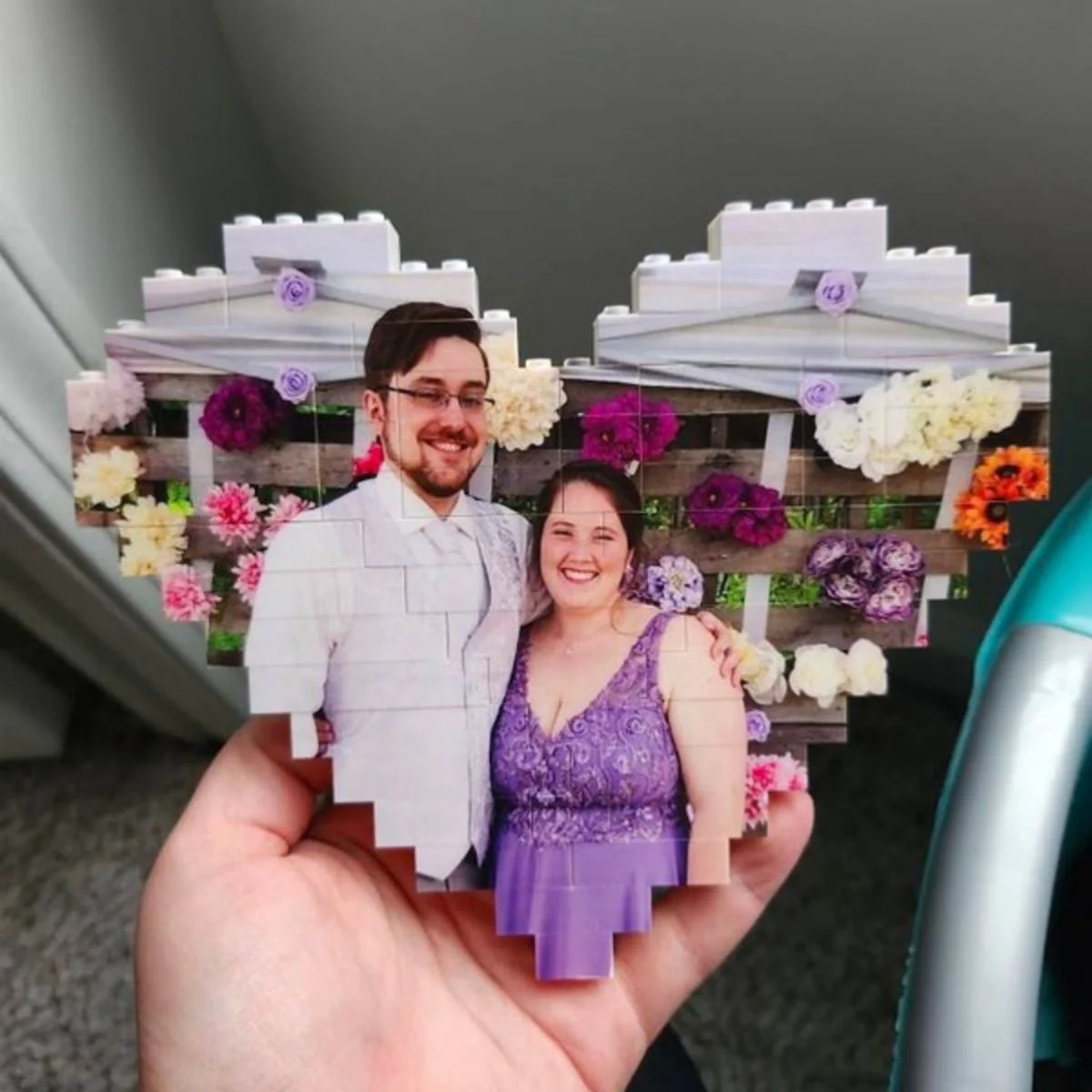 Personalized Heart Shape Custom Photo Couples Brick Puzzle - Image 5