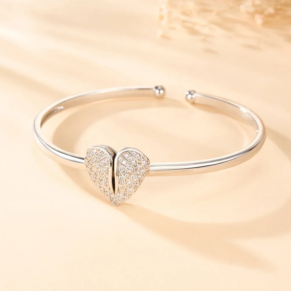 Personalized Heart Shape Zircon Angel Wing Photo Locket Bracelet Anniversary Birthday Memorial Gift for Wife Mother Grandma - Image 7