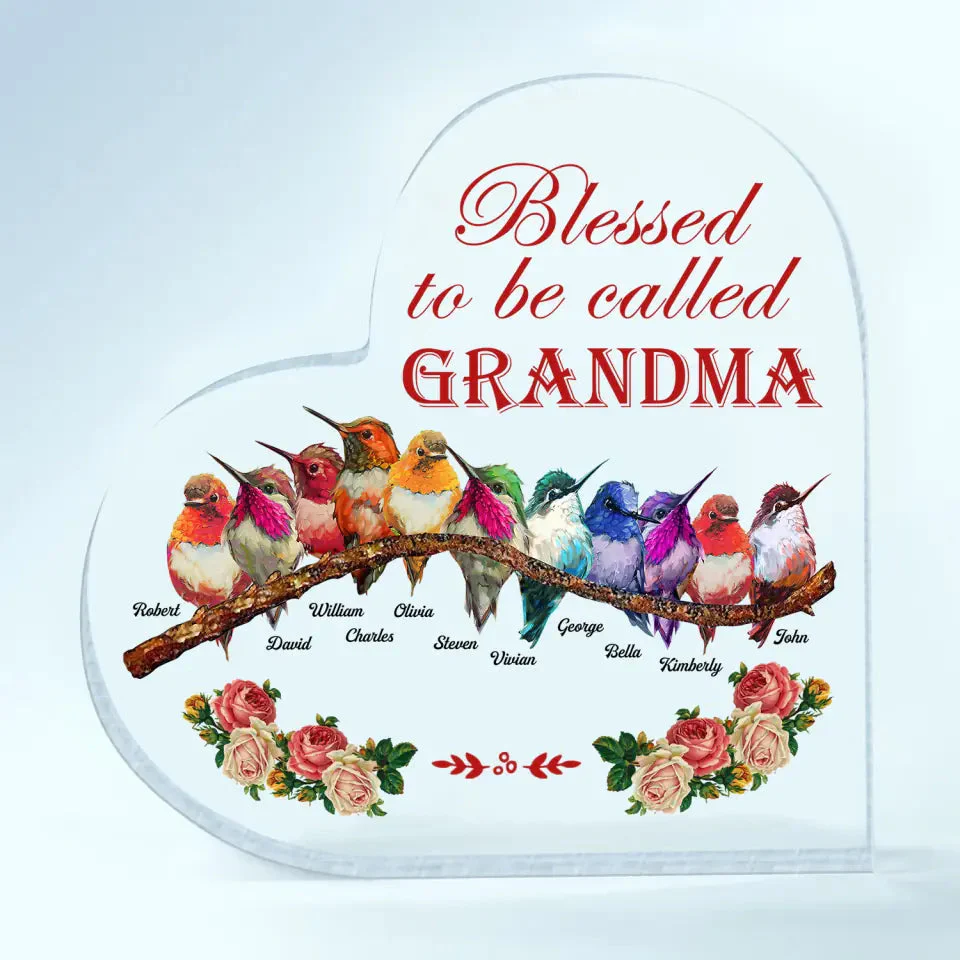 Personalized Heart Shaped Acrylic Plaque Gift For Grandma Blessed To Be Called Grandma - Image 4
